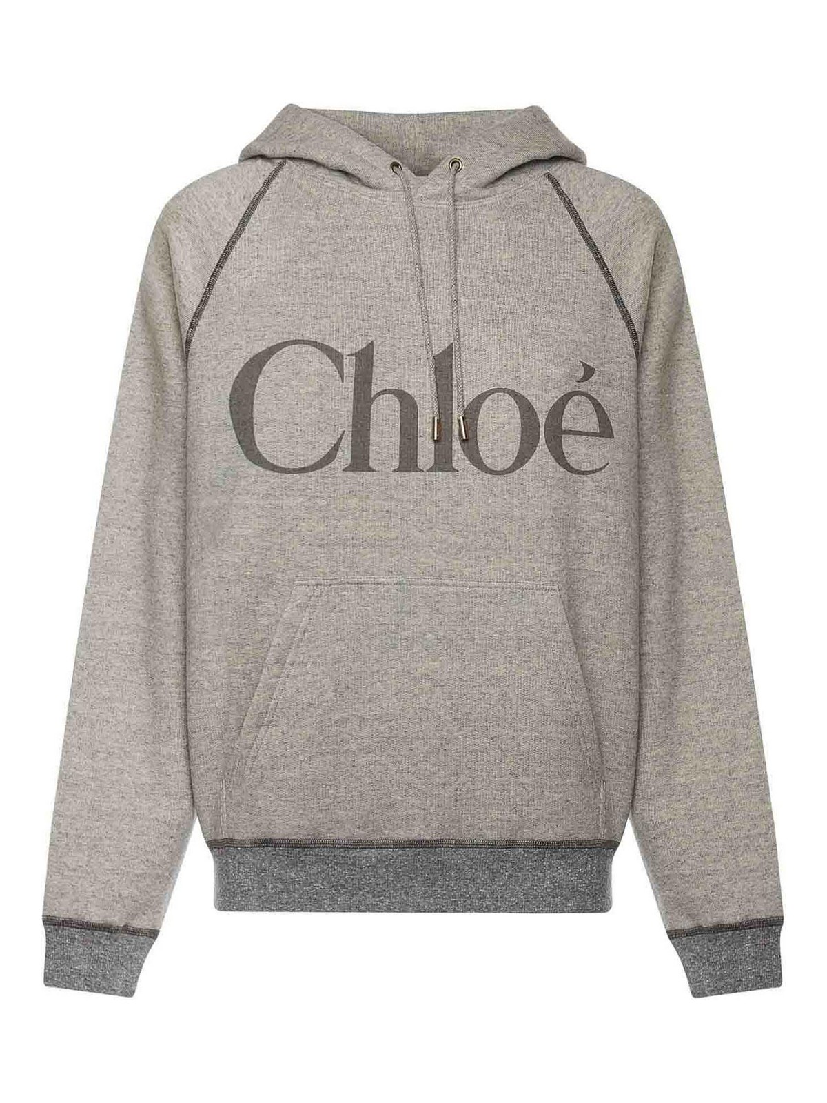 Chloé Cotton-blend Fleece Logo Sweatshirt In Gray