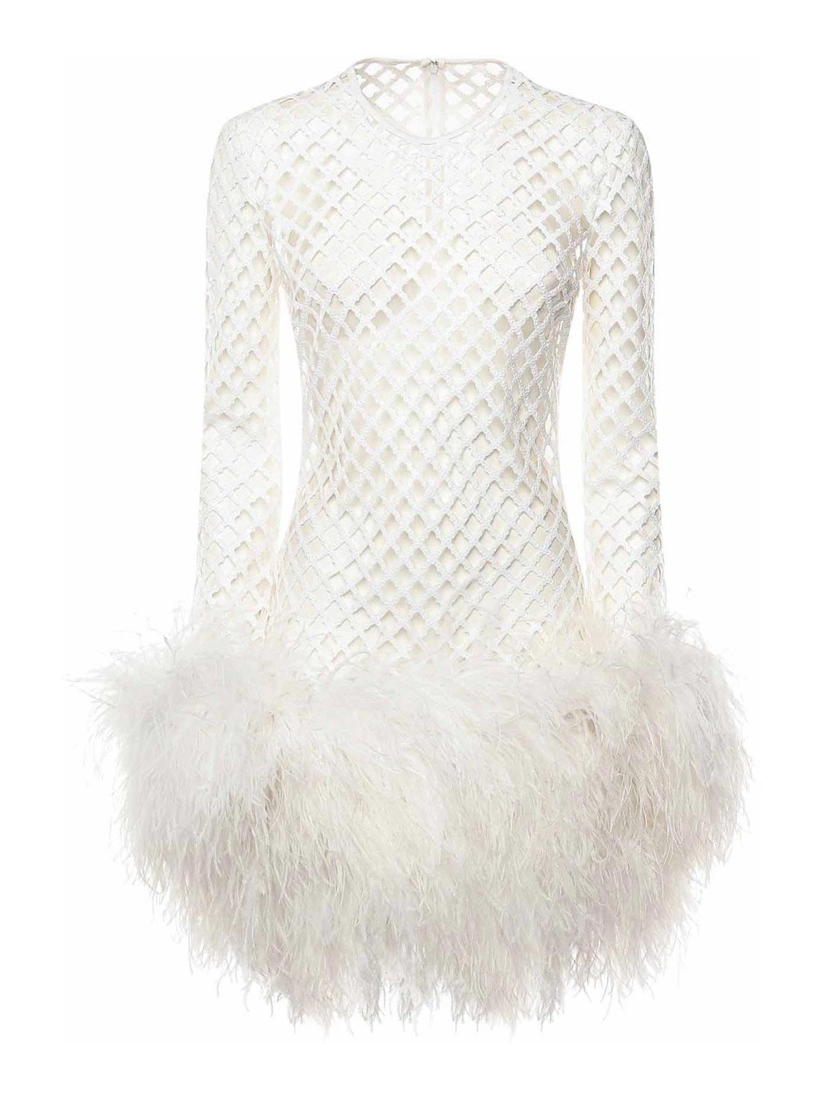 Dolce & Gabbana Short Mesh Dress With Sequins In White
