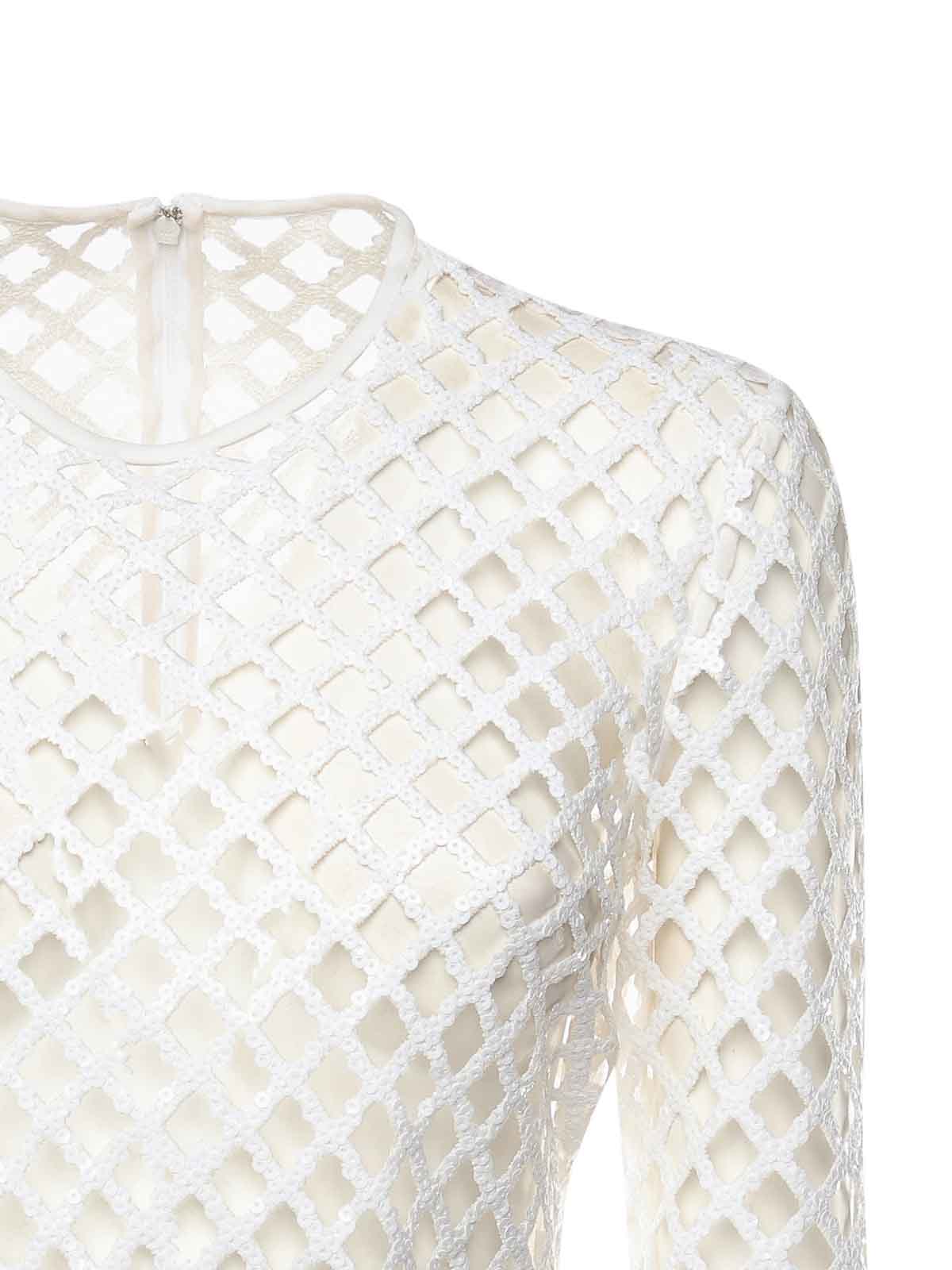 Dolce & Gabbana Short Mesh Dress With Sequins In White
