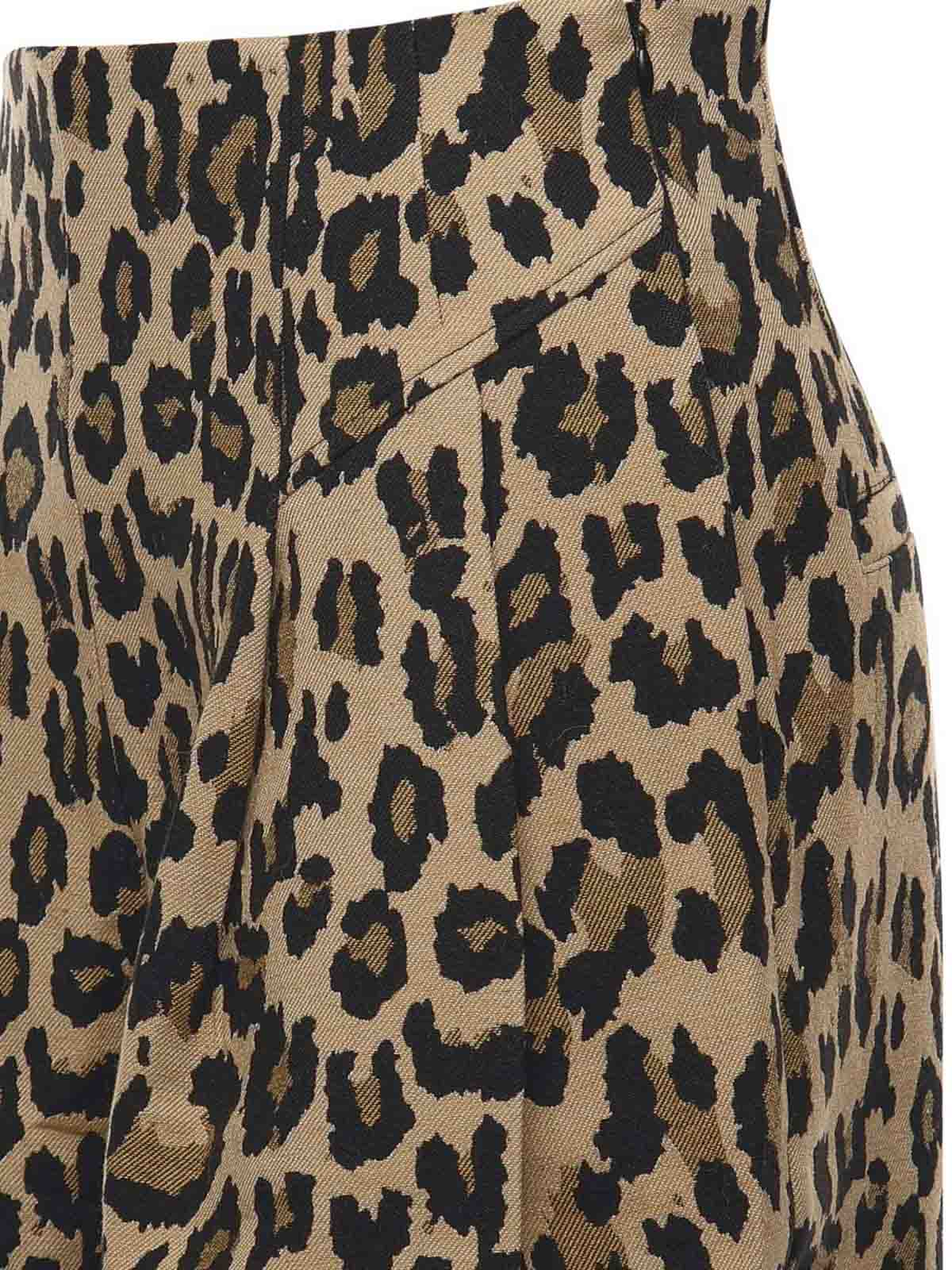 Rotate Birger Christensen Jacquard Jeans With Leopard Print In Brown