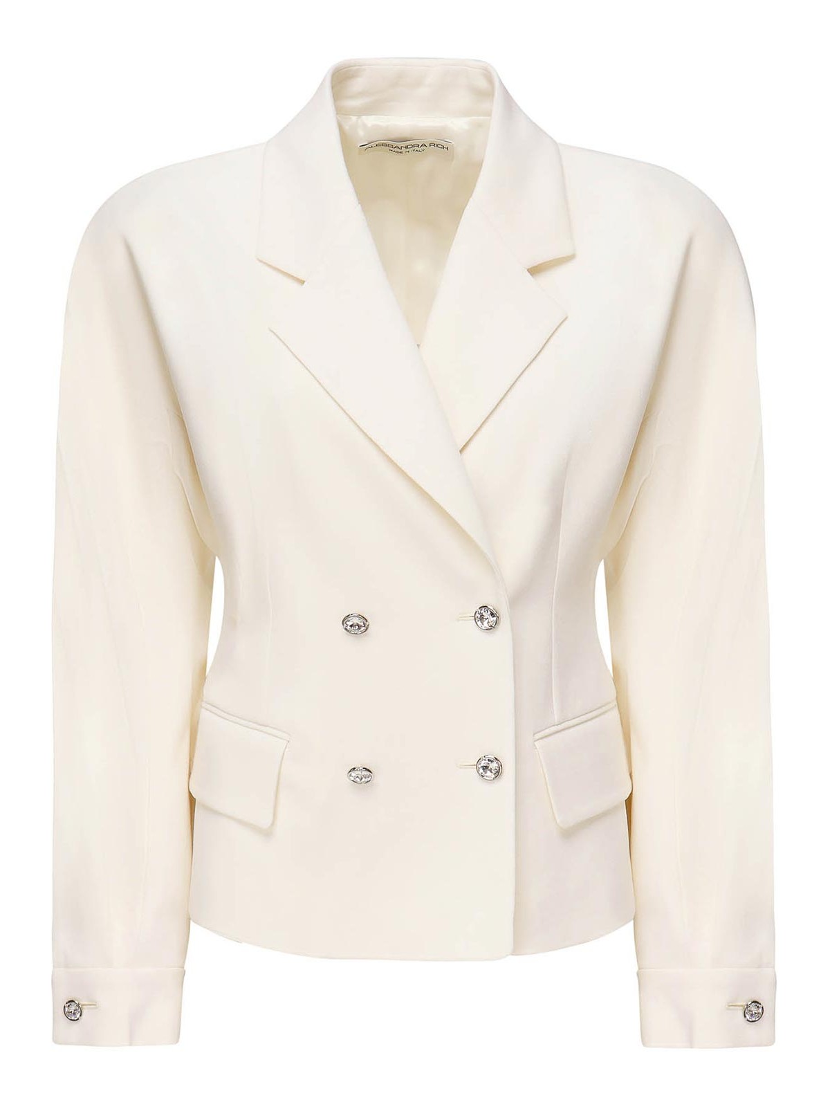 Alessandra Rich Wool Crepe Jacket In White