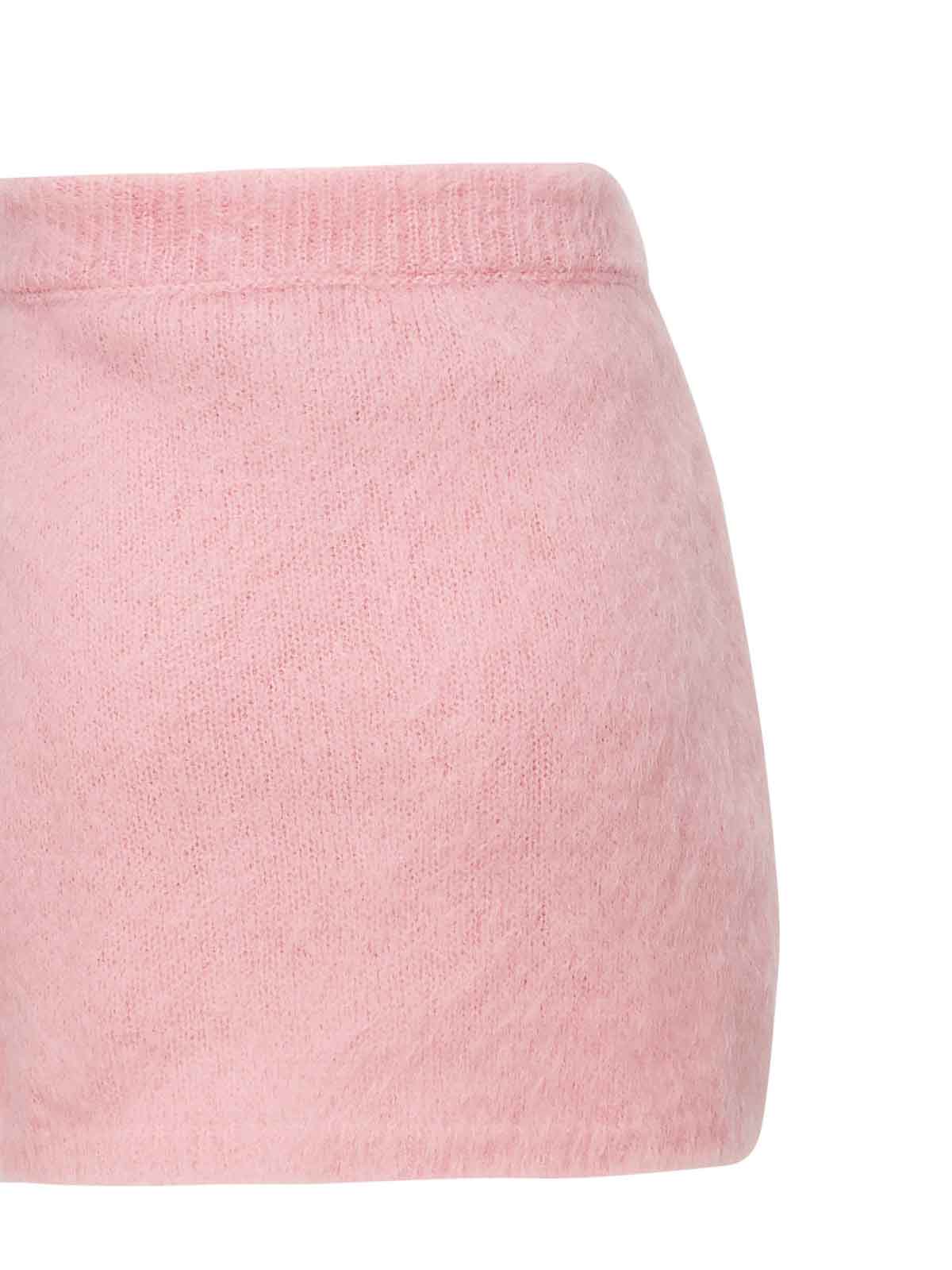 Alessandra Rich Mini Skirt With Embroidery In Nude
