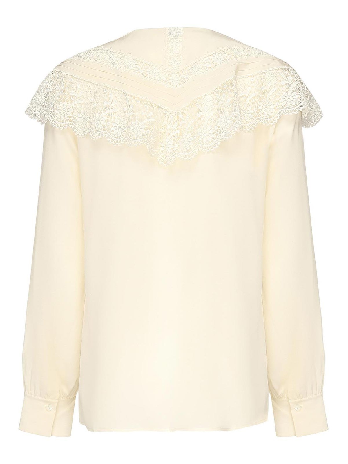 Chloé Silk And Lace Ruffle Blouse In Nude