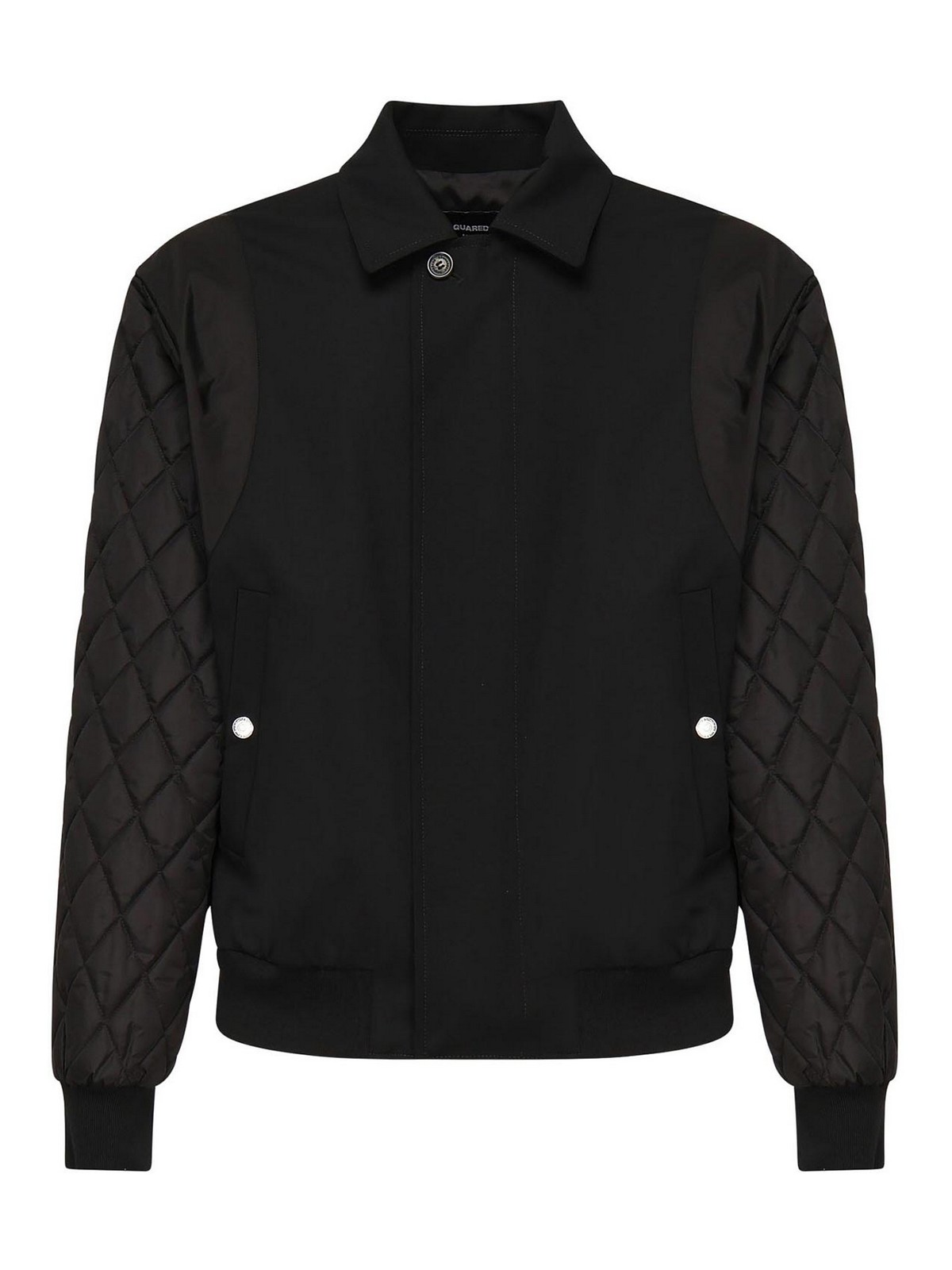 Dsquared2 Bomber Jacket With Quilted Sleeves In Black
