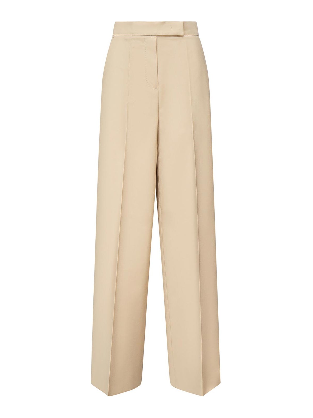 Max Mara Wide-leg Cotton Pants In Sand