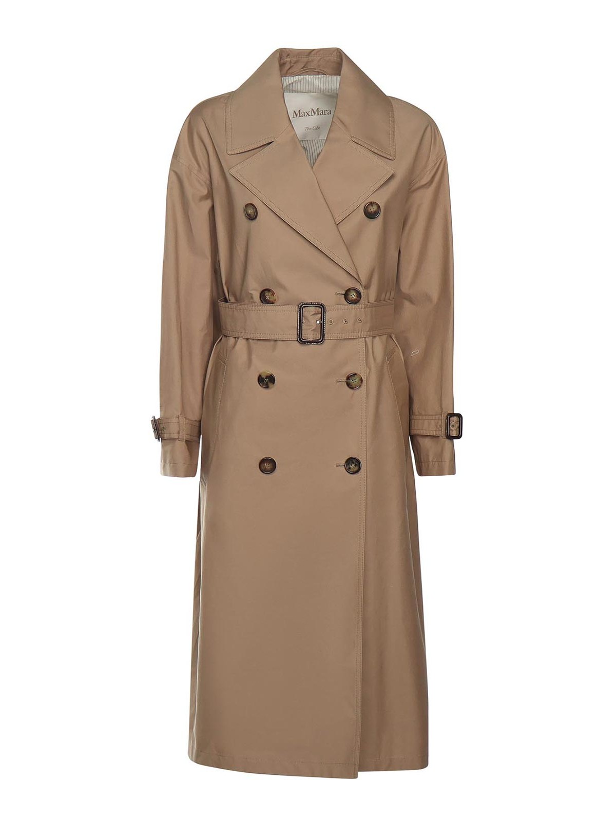 Max Mara The Cube Long Cotton Twill Trench Coat In Brown