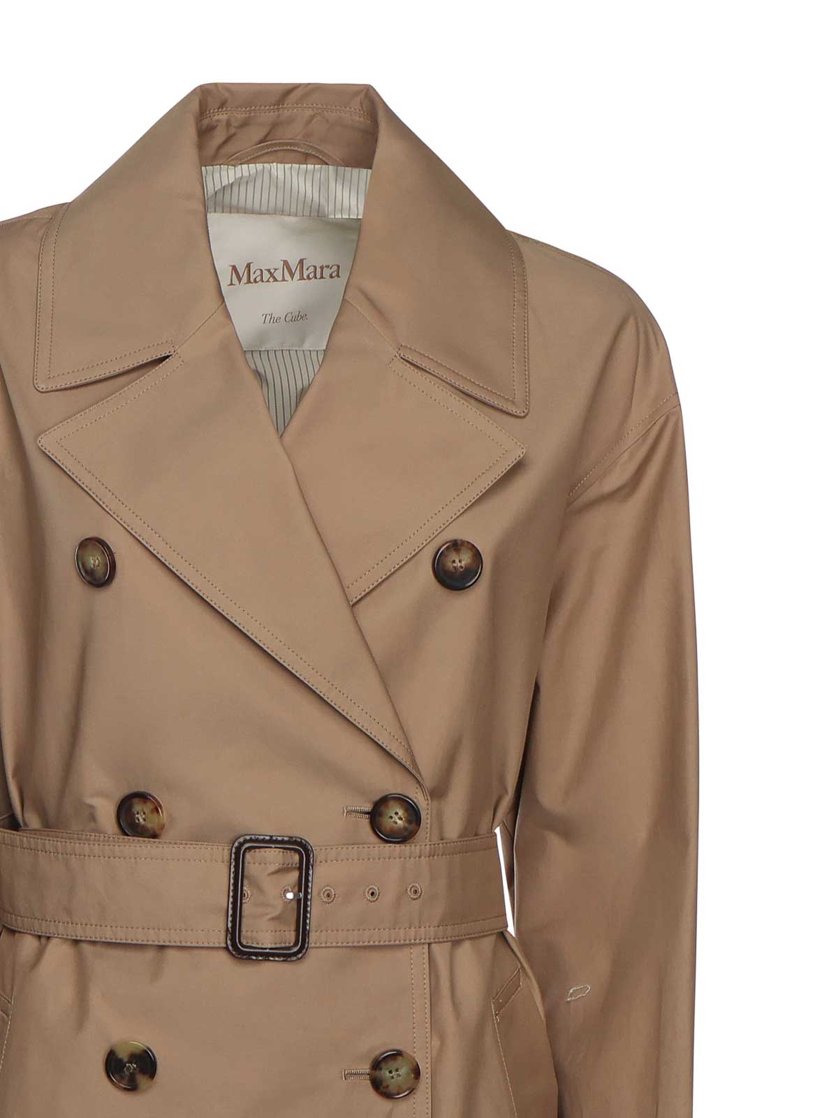 Max Mara The Cube Long Cotton Twill Trench Coat In Brown