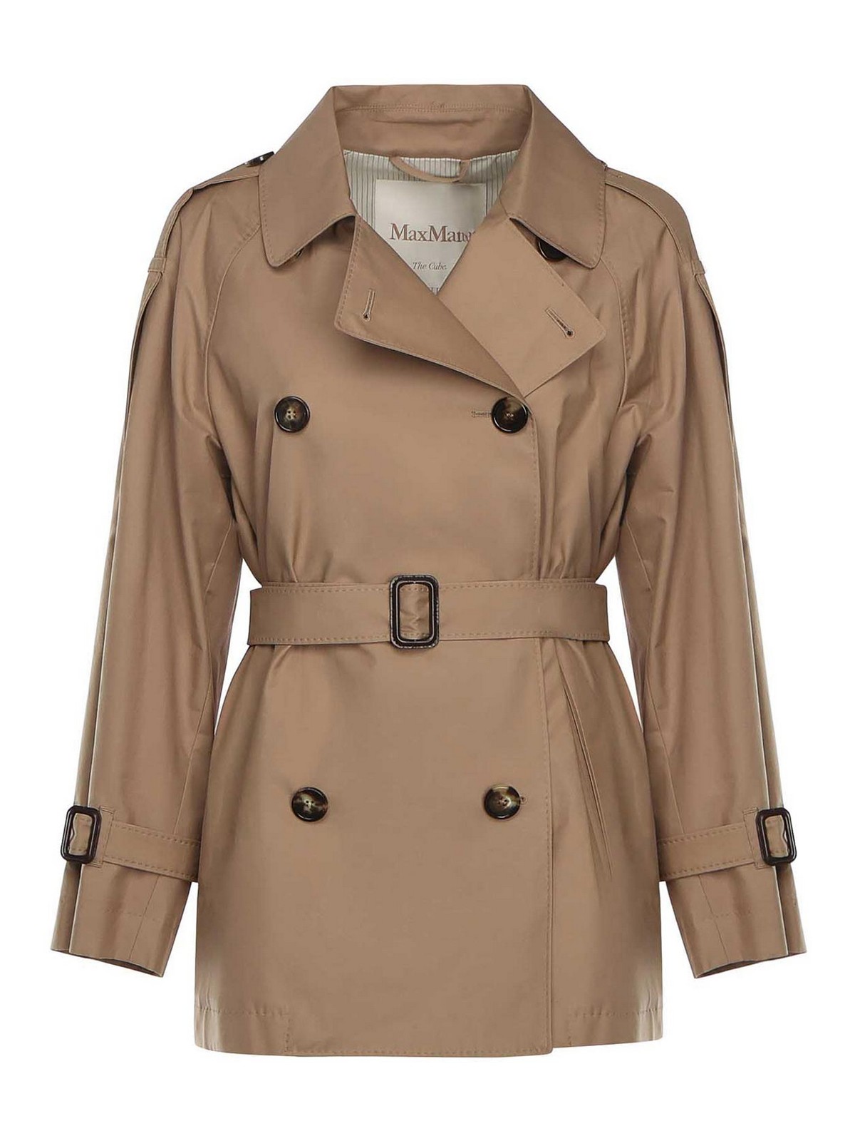 Max Mara The Cube Long Cotton Twill Trench Coat In Brown