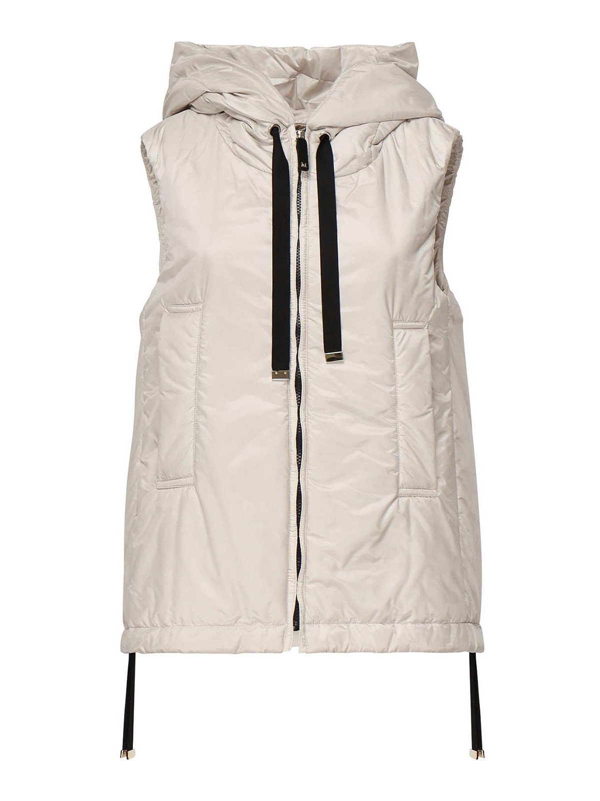 Max Mara The Cube Padded Vest With Hood In Sand