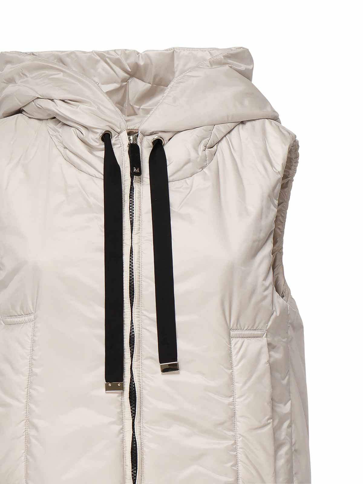 Max Mara The Cube Padded Vest With Hood In Sand