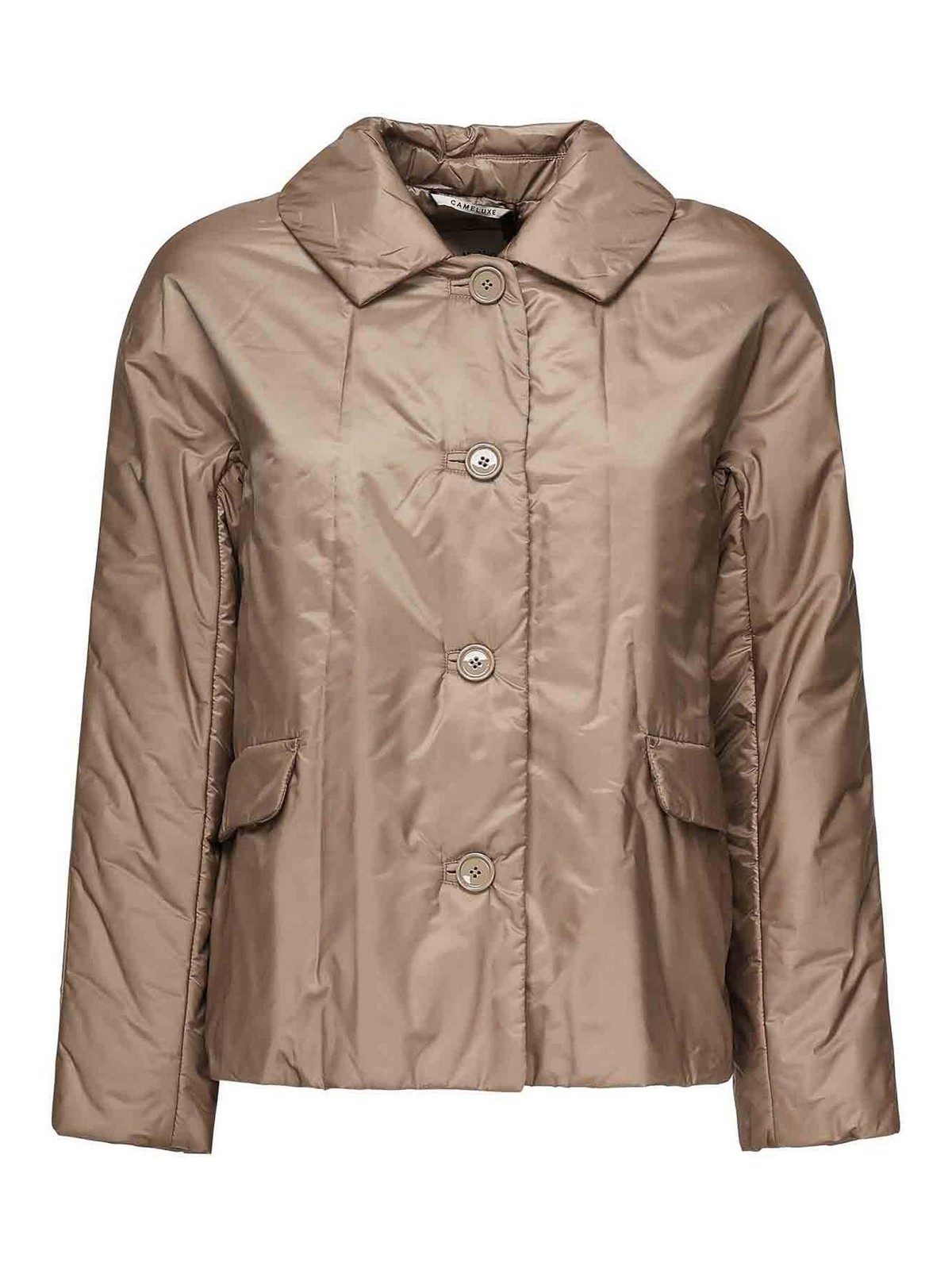Max Mara The Cube Waterproof Canvas Padded Jacket In Brown