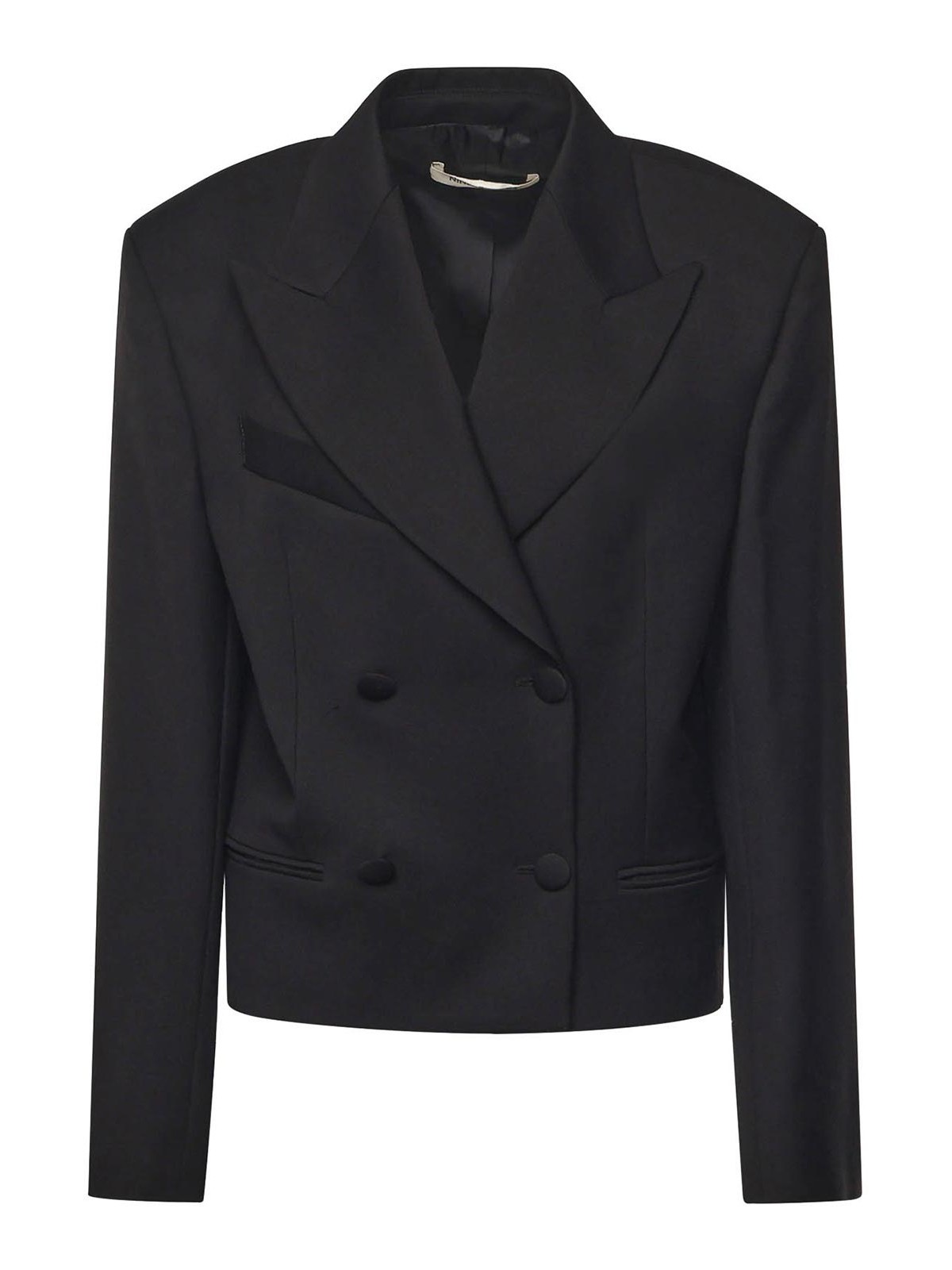 Nineminutes Cropped Tuxedo Blazer In Black