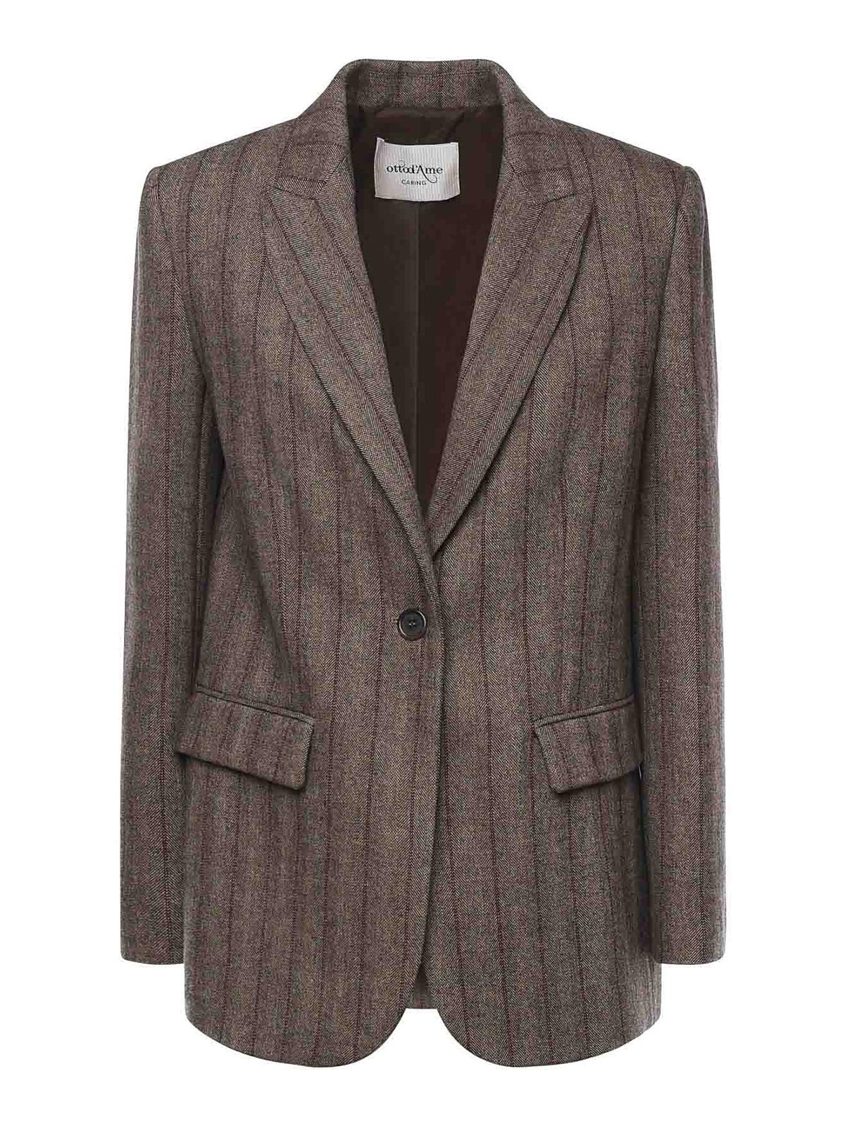 Ottod'ame Pinstriped Viscose And Wool Blend Blazer In Gray