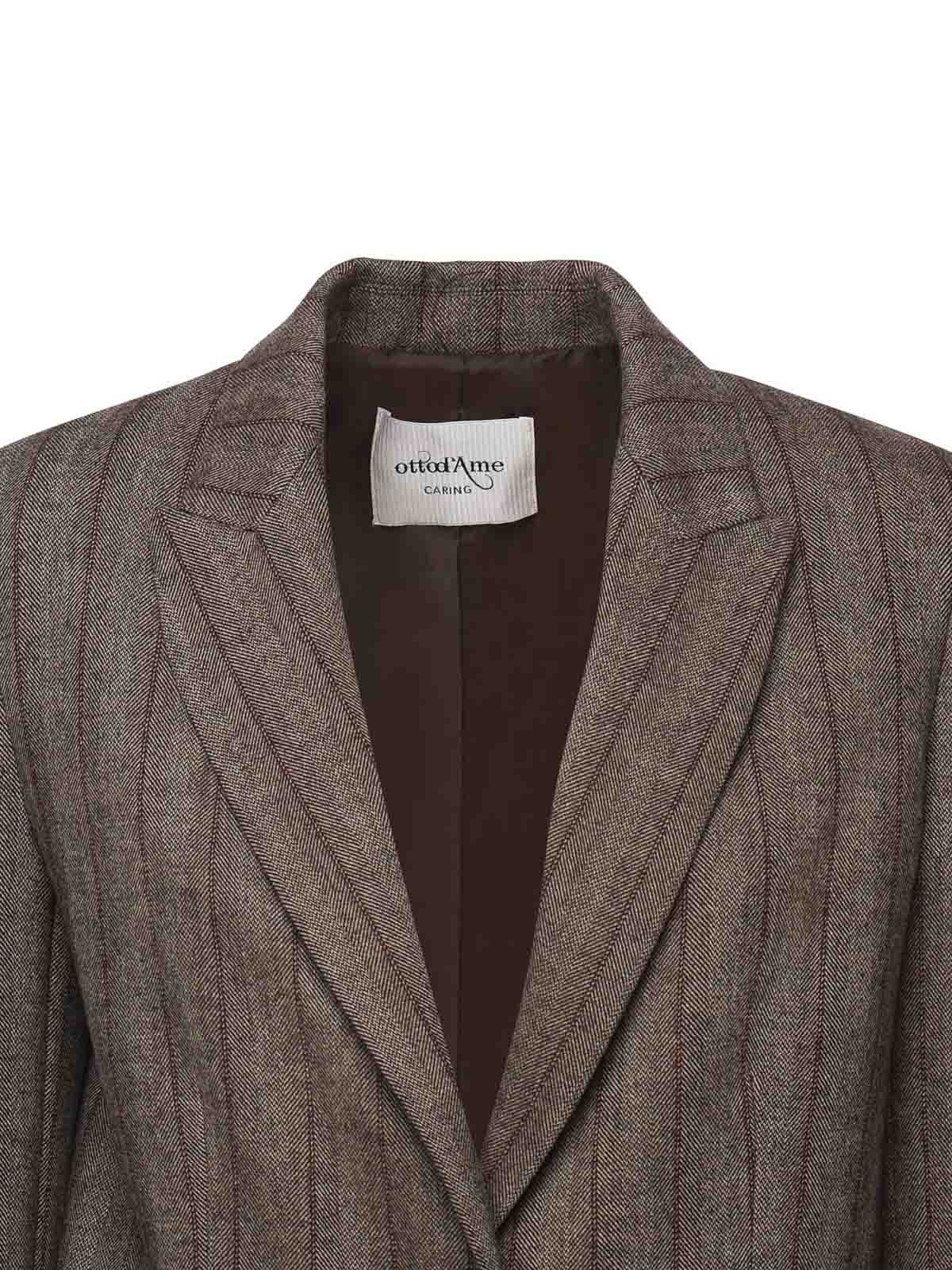 Ottod'ame Pinstriped Viscose And Wool Blend Blazer In Gray