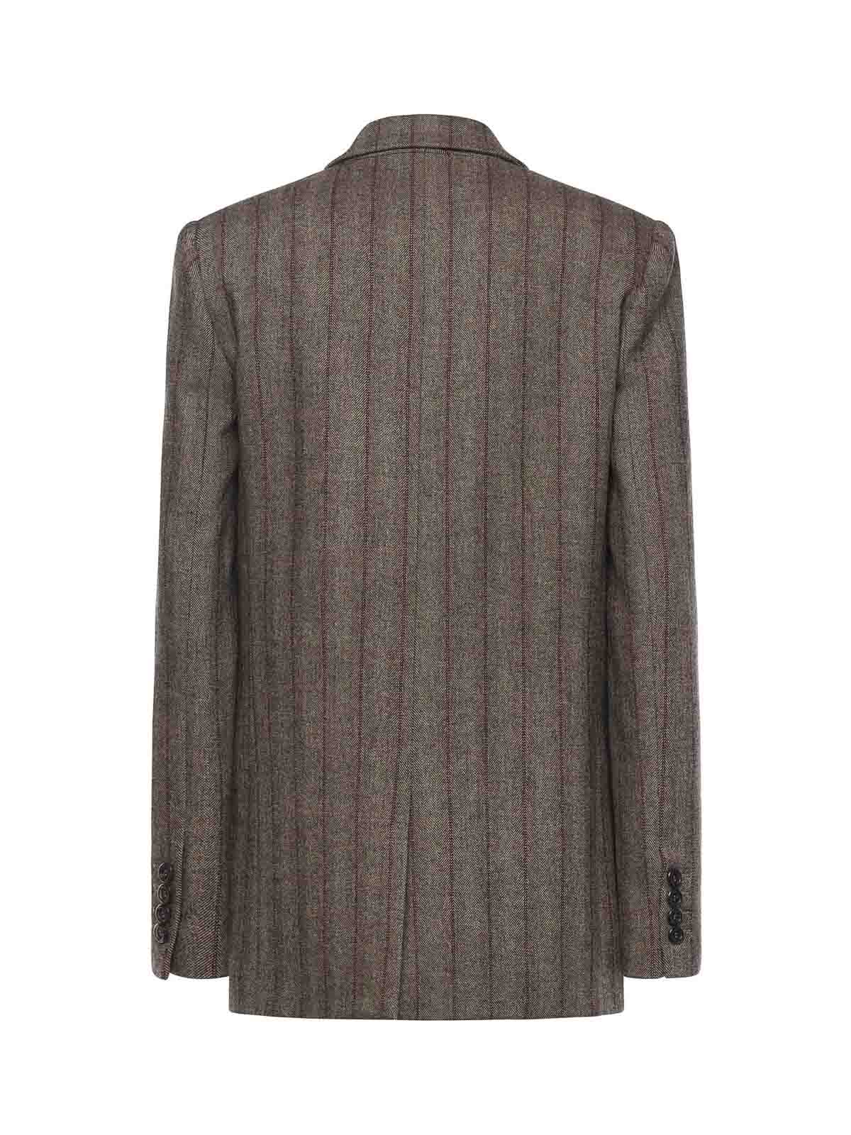 Ottod'ame Pinstriped Viscose And Wool Blend Blazer In Gray