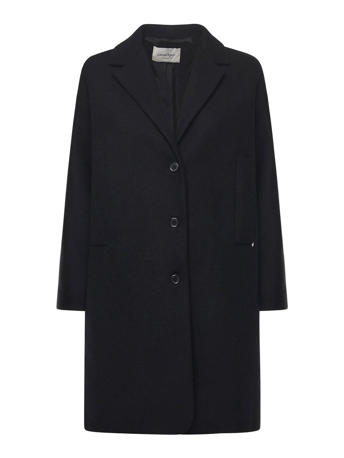 Ottod'ame Wool Blend Midi Coat In Black