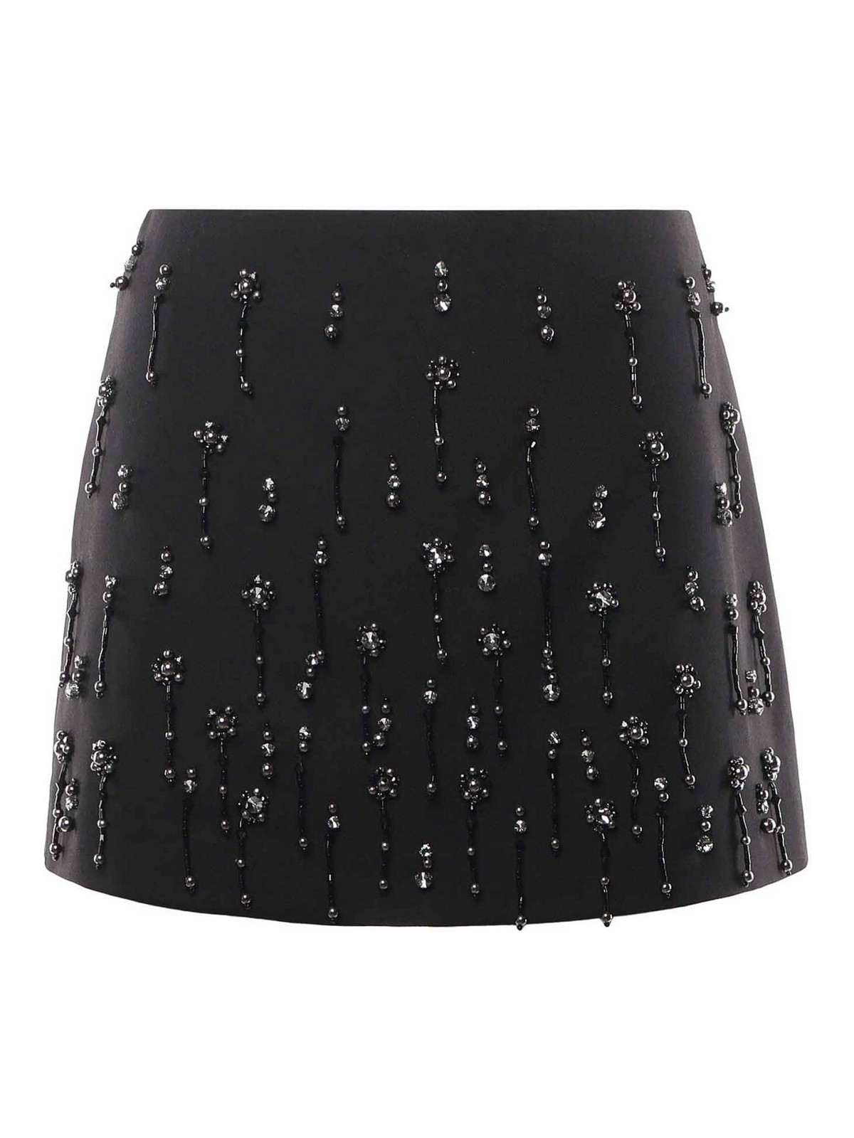 Pinko Miniskirt With Crystals And Pearls In Black