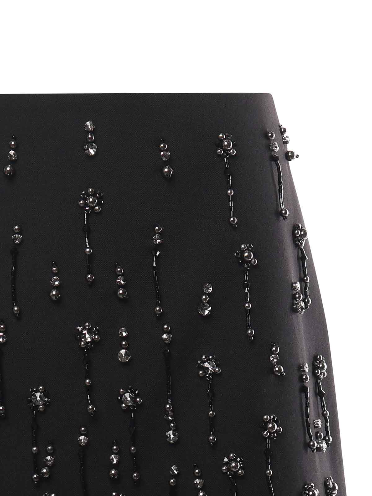 Pinko Miniskirt With Crystals And Pearls In Black