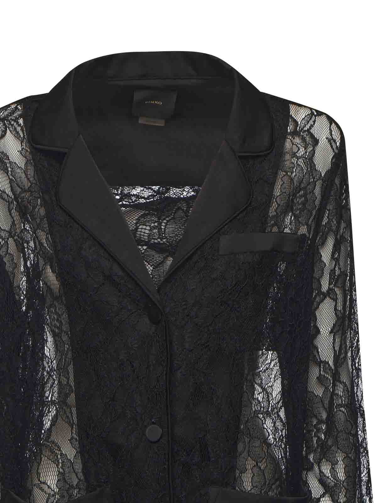 Pinko Lace And Satin Jacket In Black