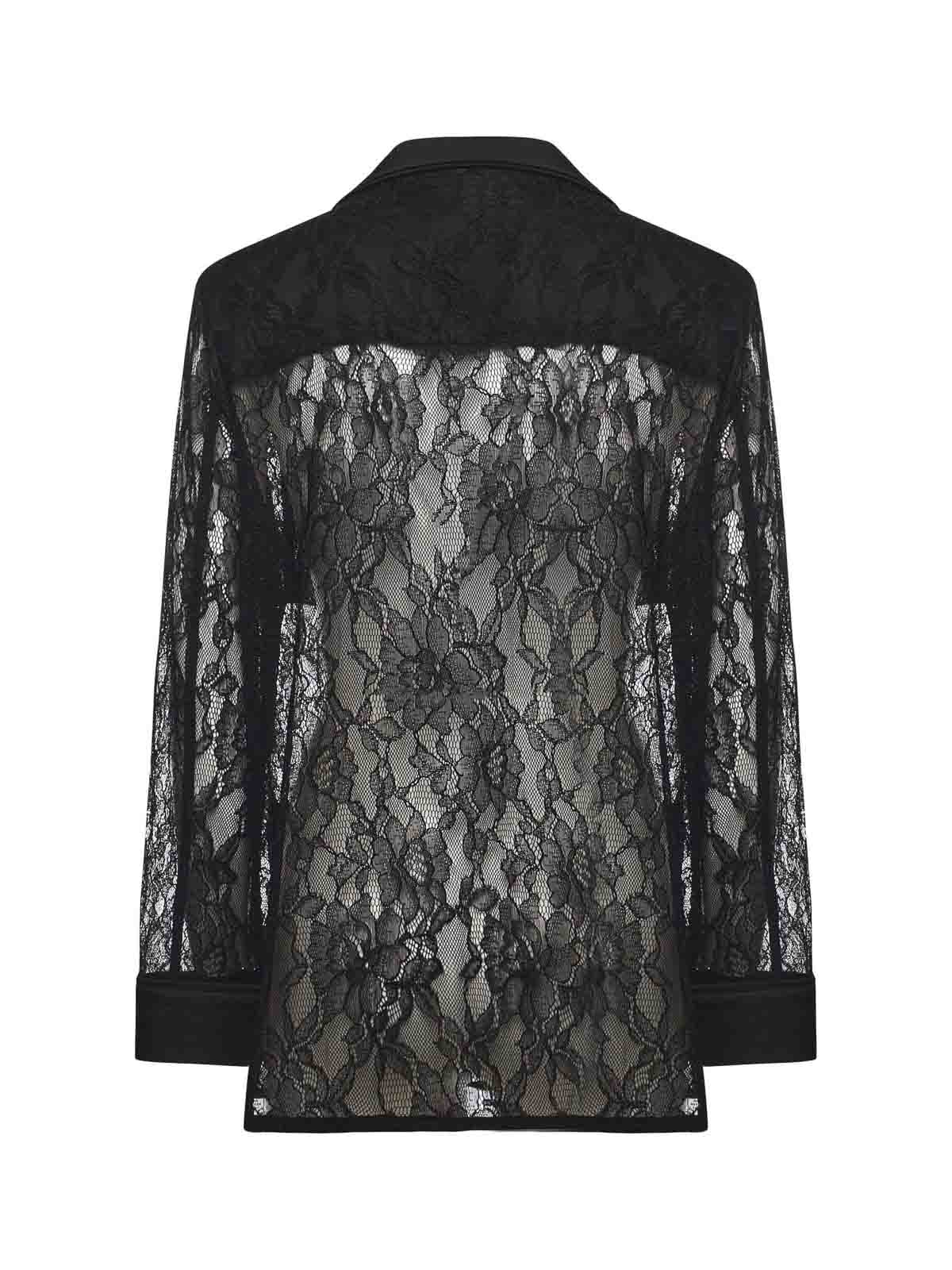 Pinko Lace And Satin Jacket In Black