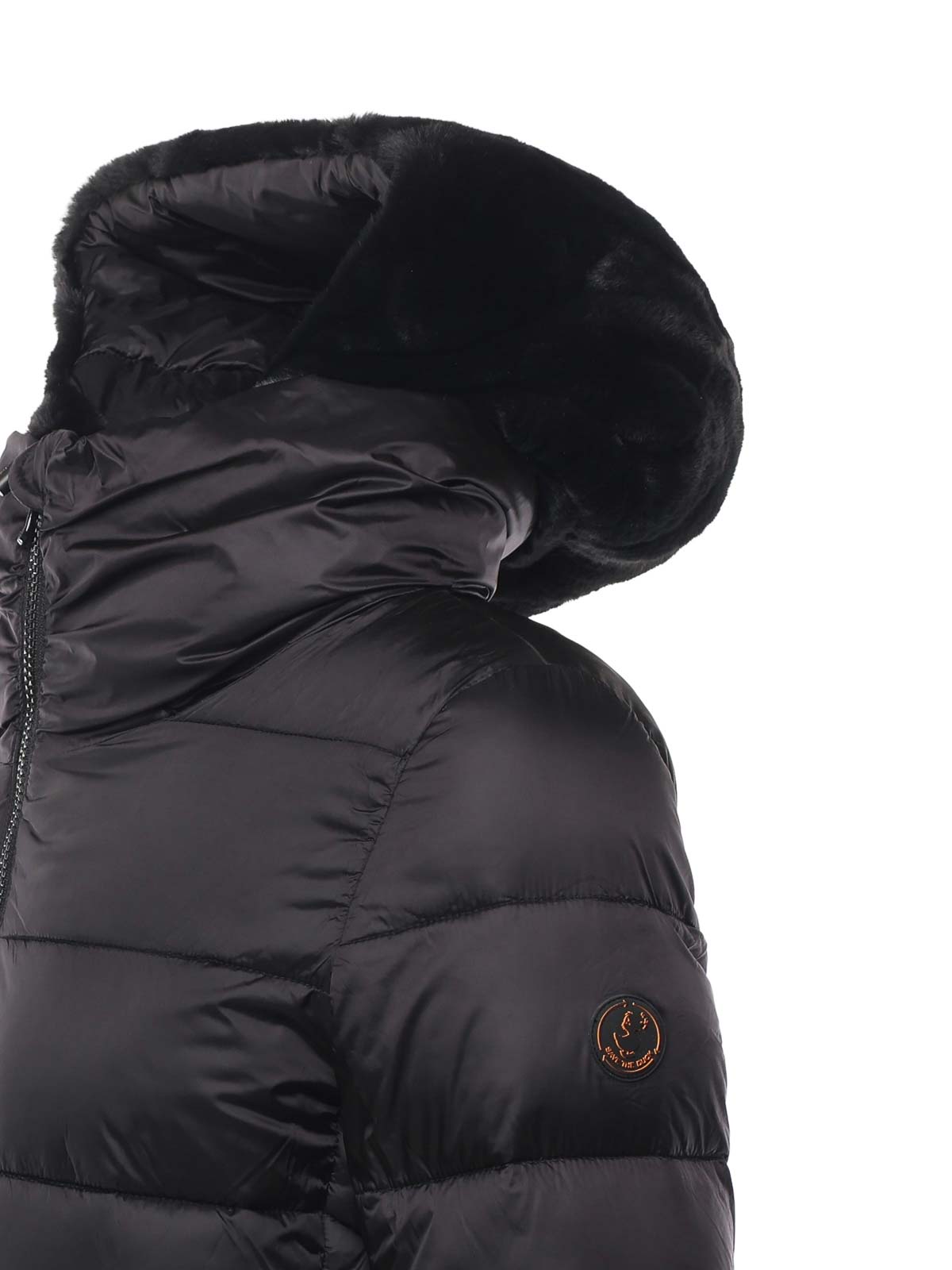 Save The Duck Jade Coat With High Collar In Black