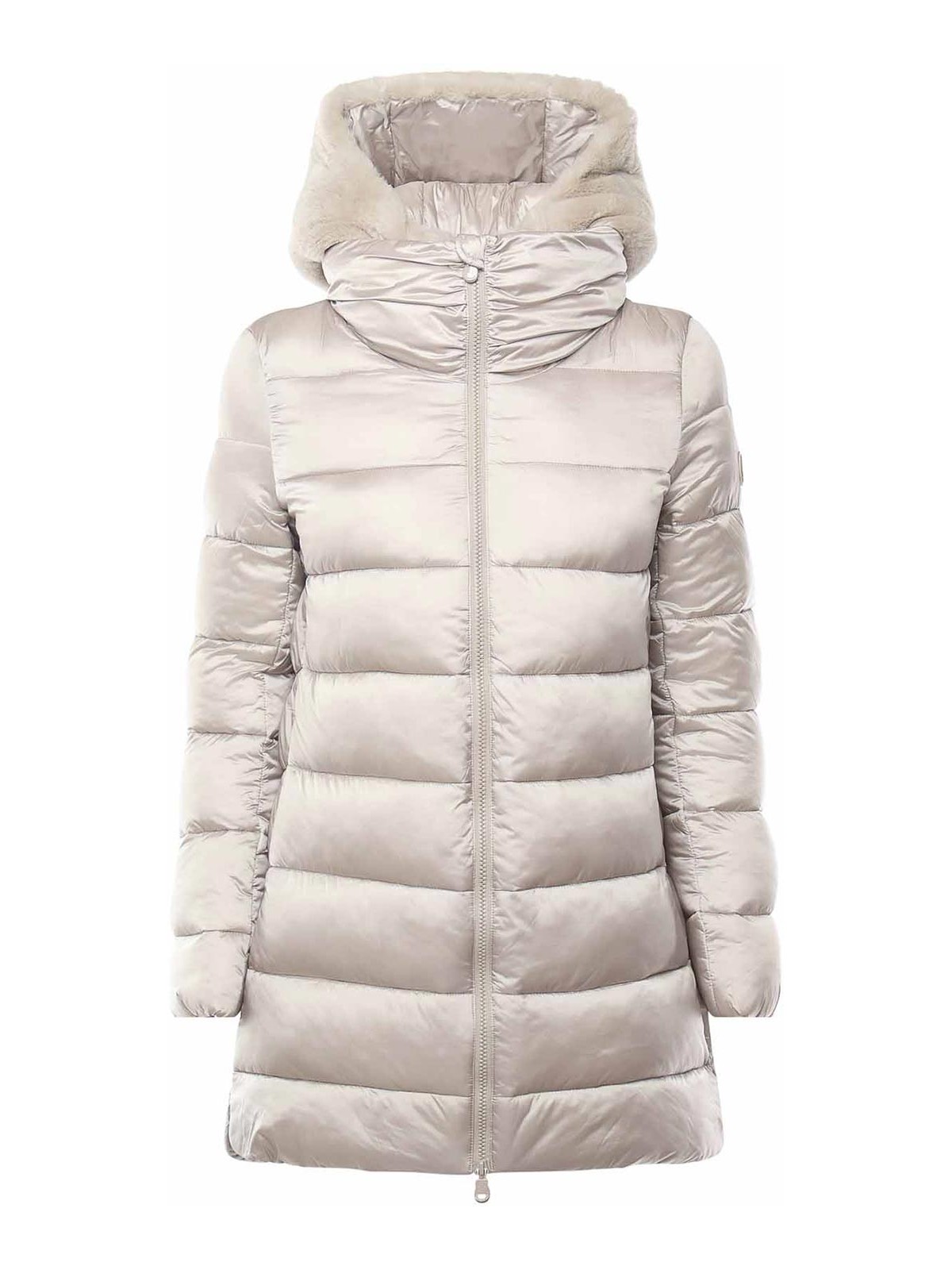 Save The Duck Jade Coat With High Collar In Sand