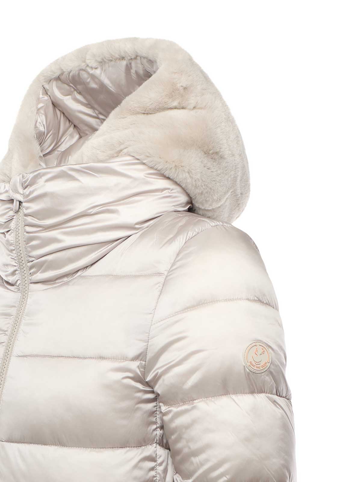 Save The Duck Jade Coat With High Collar In Sand