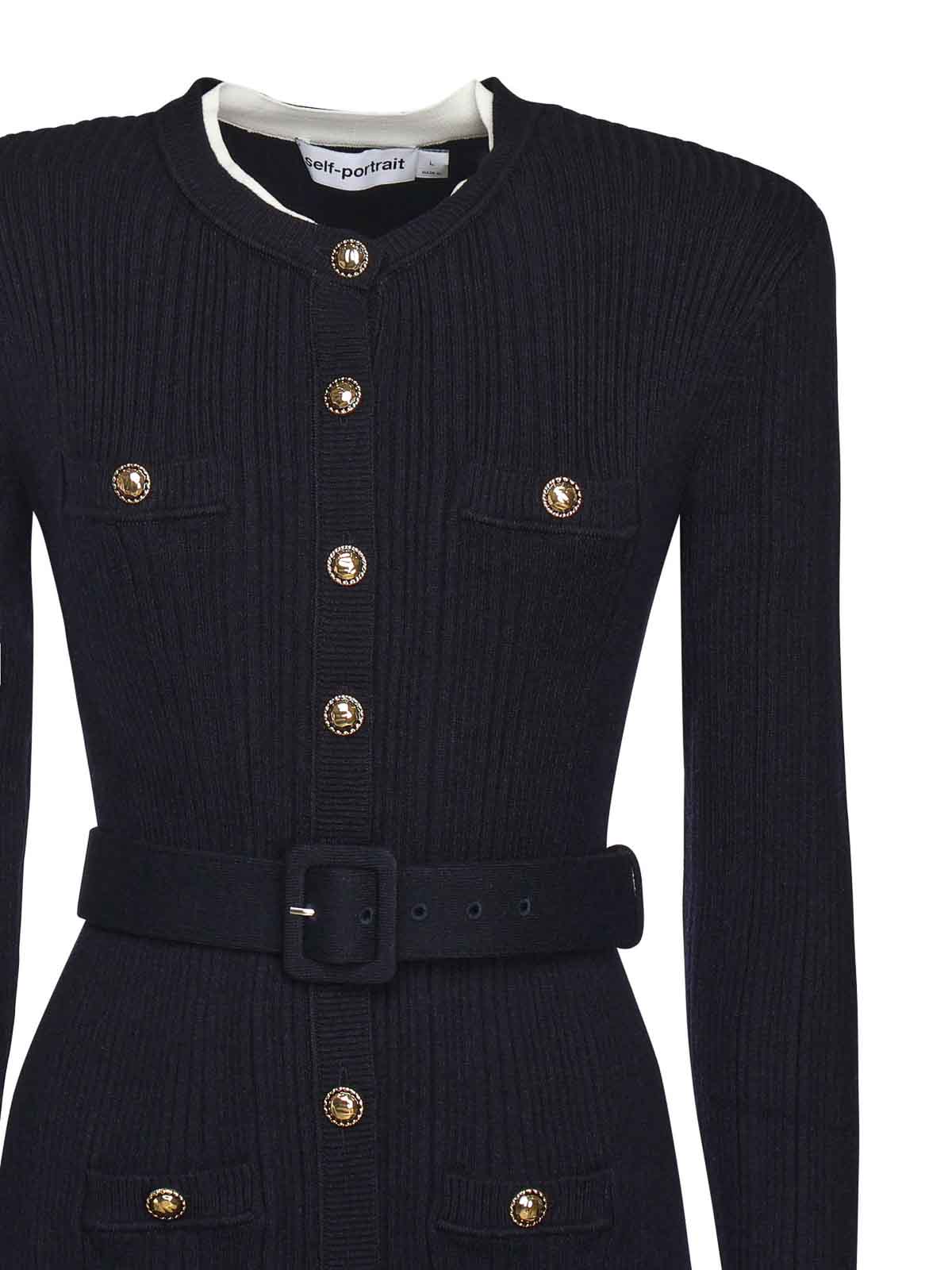 Self-portrait Viscose Knit Mini Dress In Blue