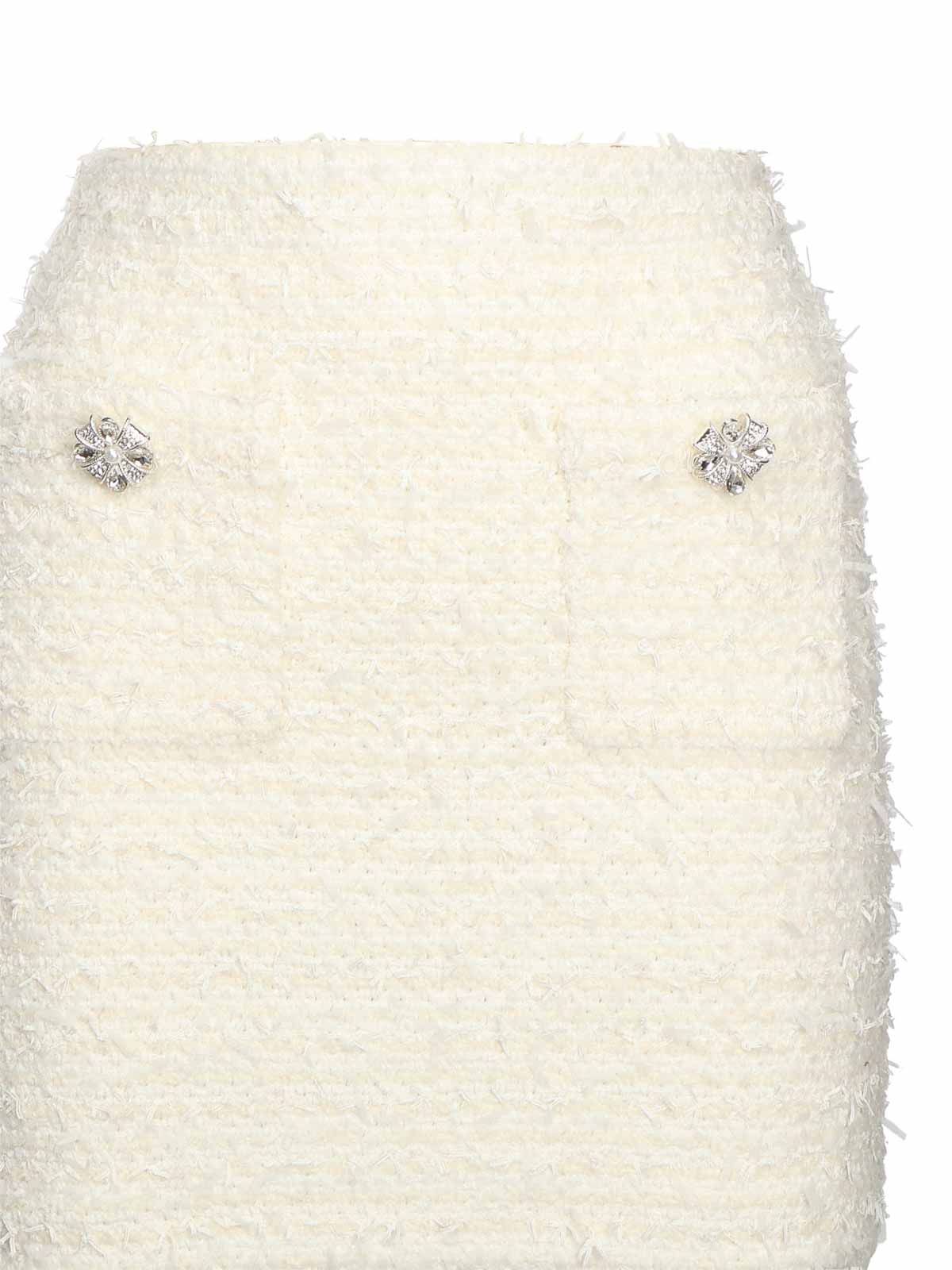 Self-portrait Boucl Knit Mini Skirt In White