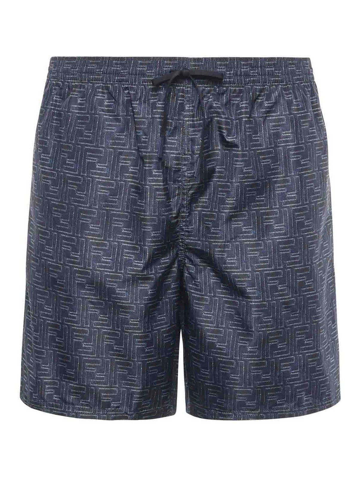 Fendi Ff Jacquard Swim Trunks In Blue