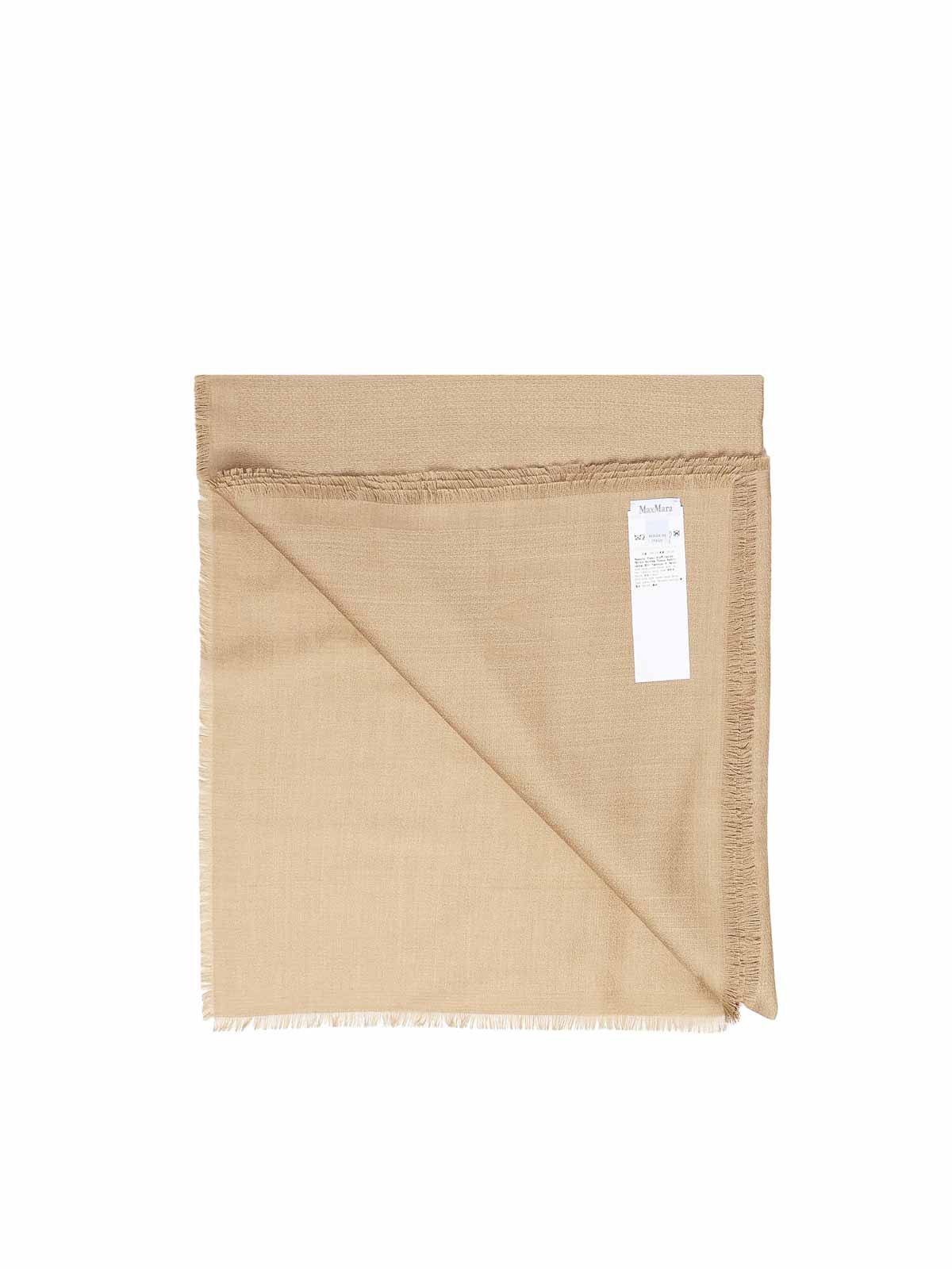 Max Mara Curvone Wool And Silk Shawl In Sand