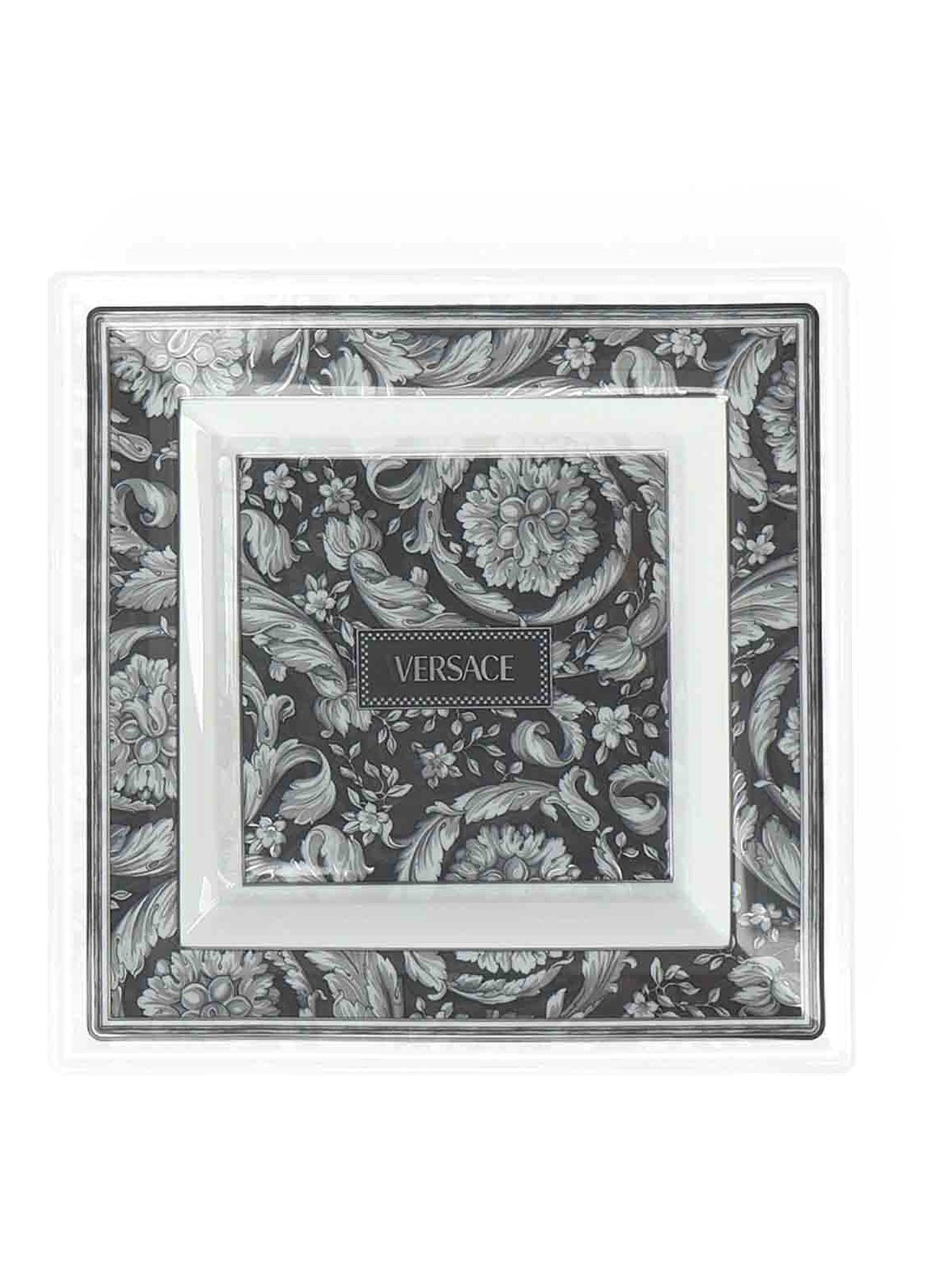 Versace Decorative Serving Plate Baroque In Gray