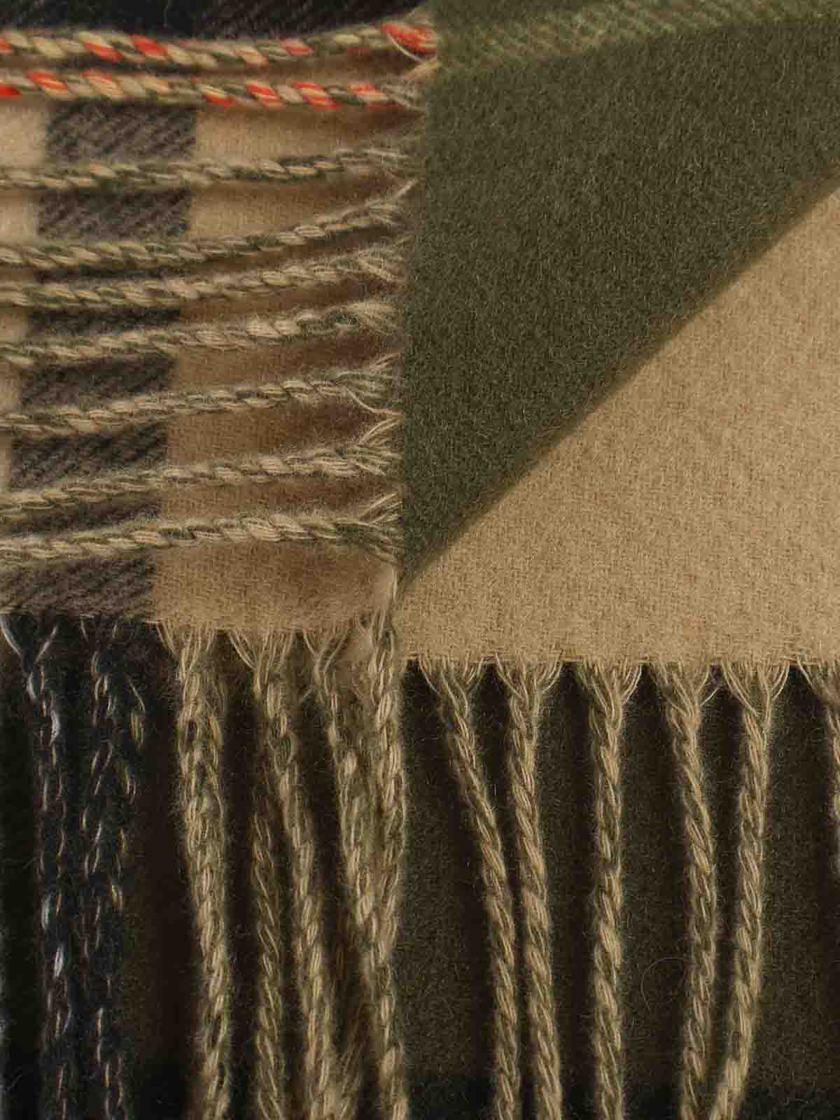 Burberry Double-faced Check Cashmere Scarf In Green