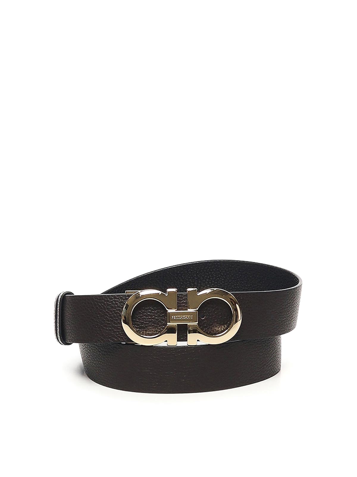 Ferragamo Leather Gancini Belt In Brown