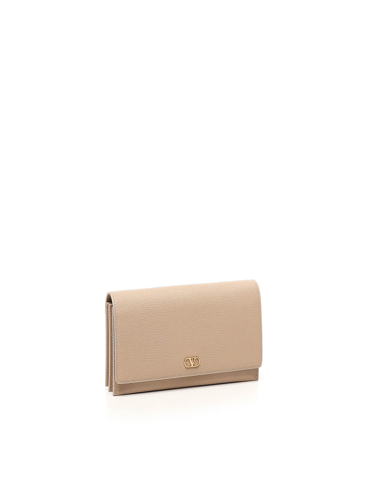 Valentino Vlogo Leather Wallet With Chain In Pink