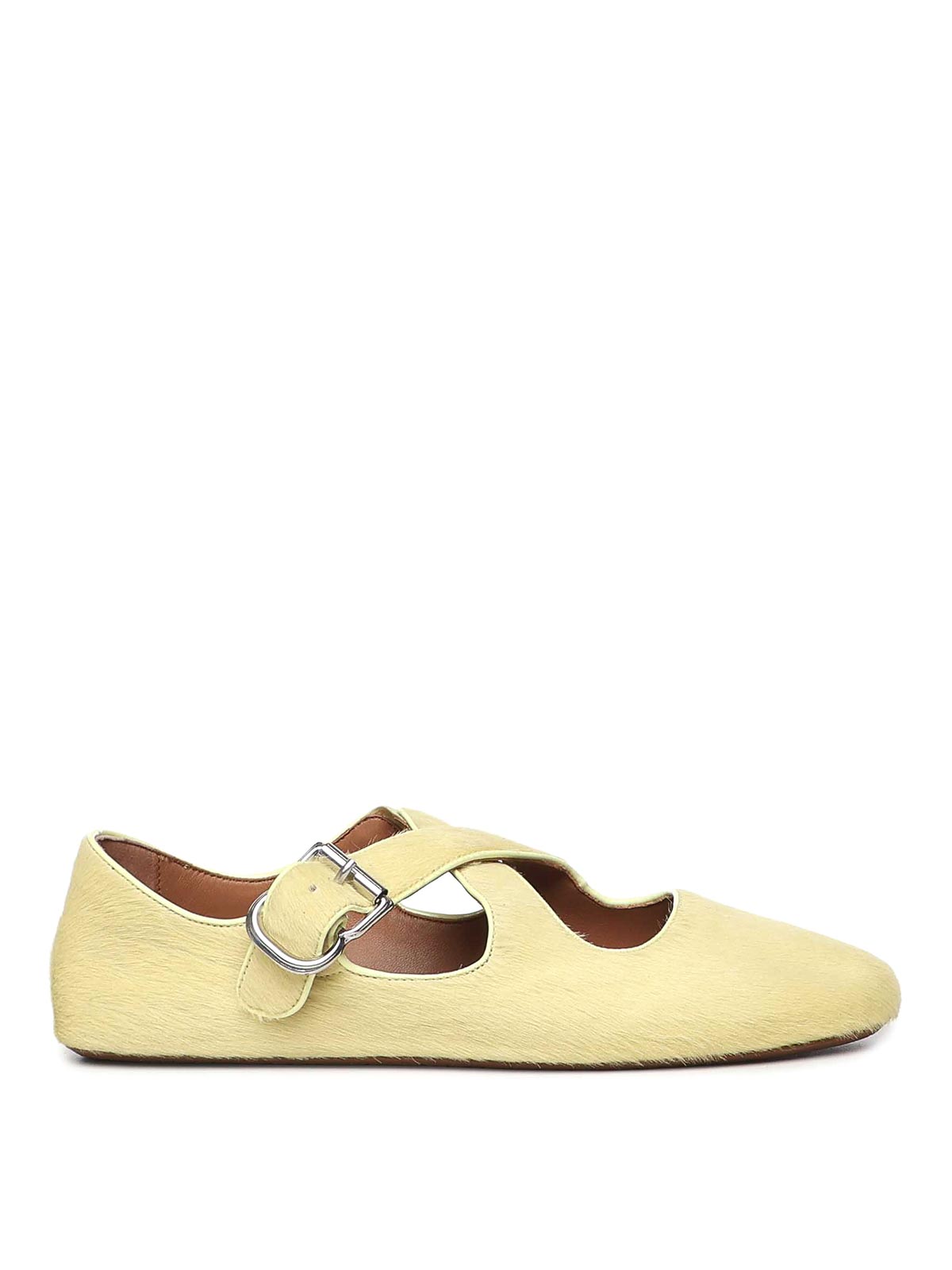 Alaïa Flat Pony Hair Ballerinas In Nude