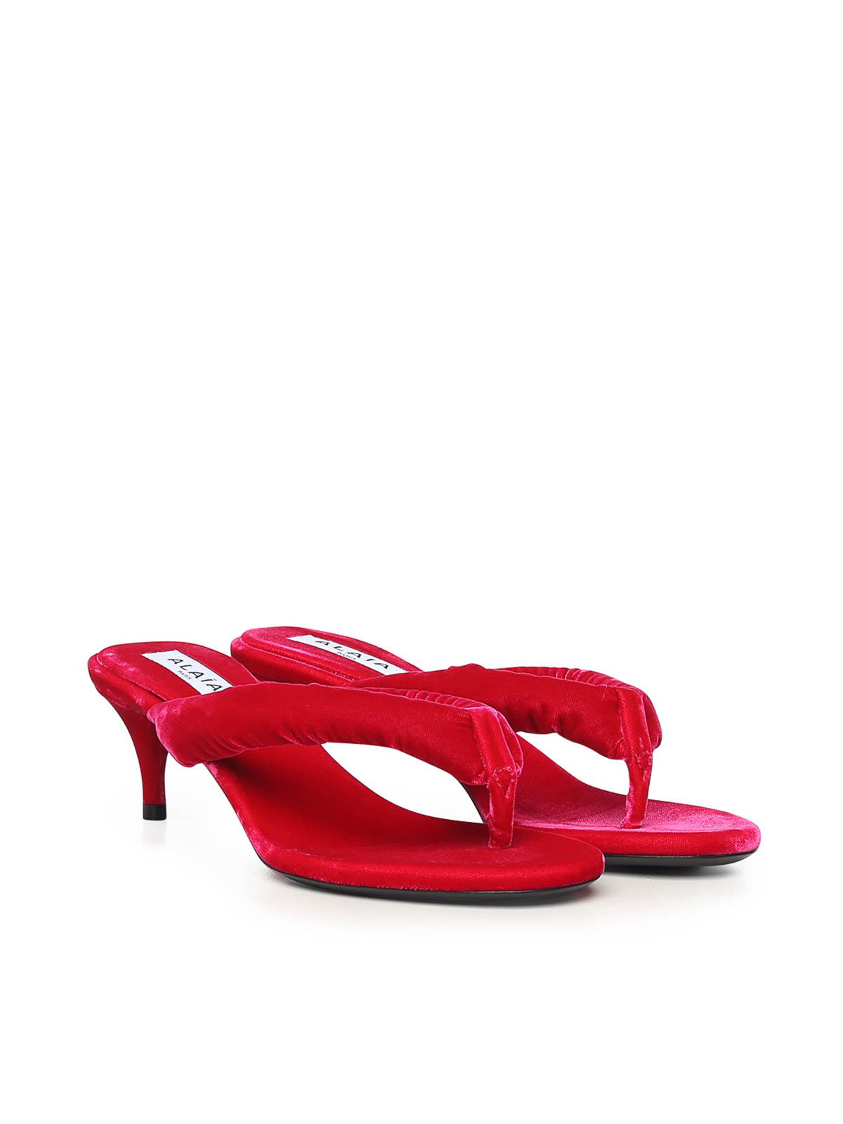 Alaïa Velvet Heeled Flip-flop Mule In Multi