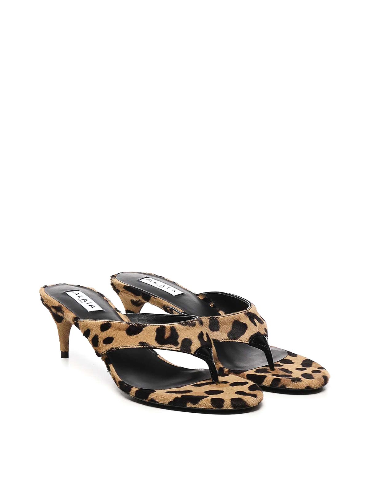 Alaïa Animal Flip Flops Mules In Brown