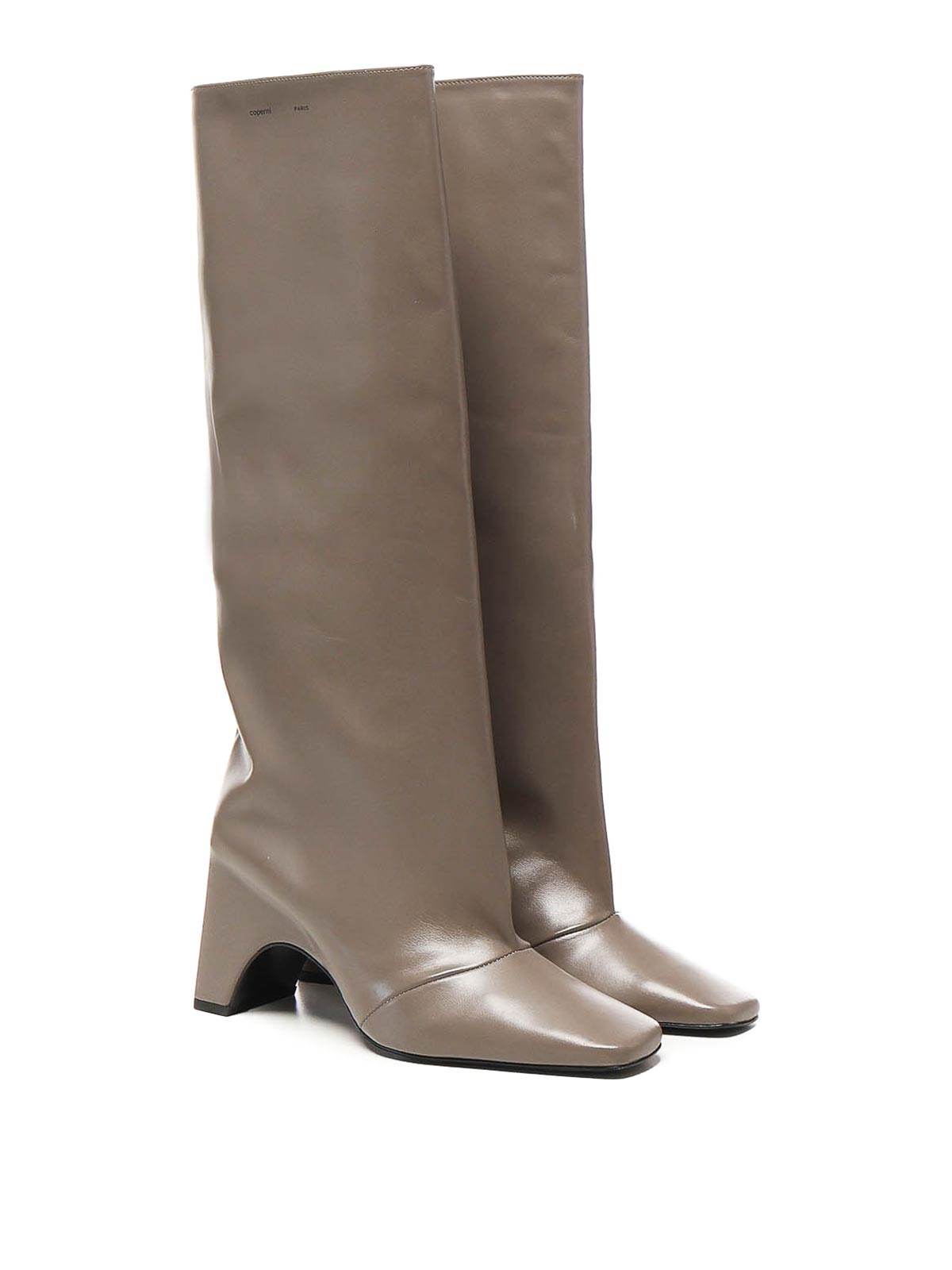 Coperni 'arche' Knee-high Square Toe Boots In Sand