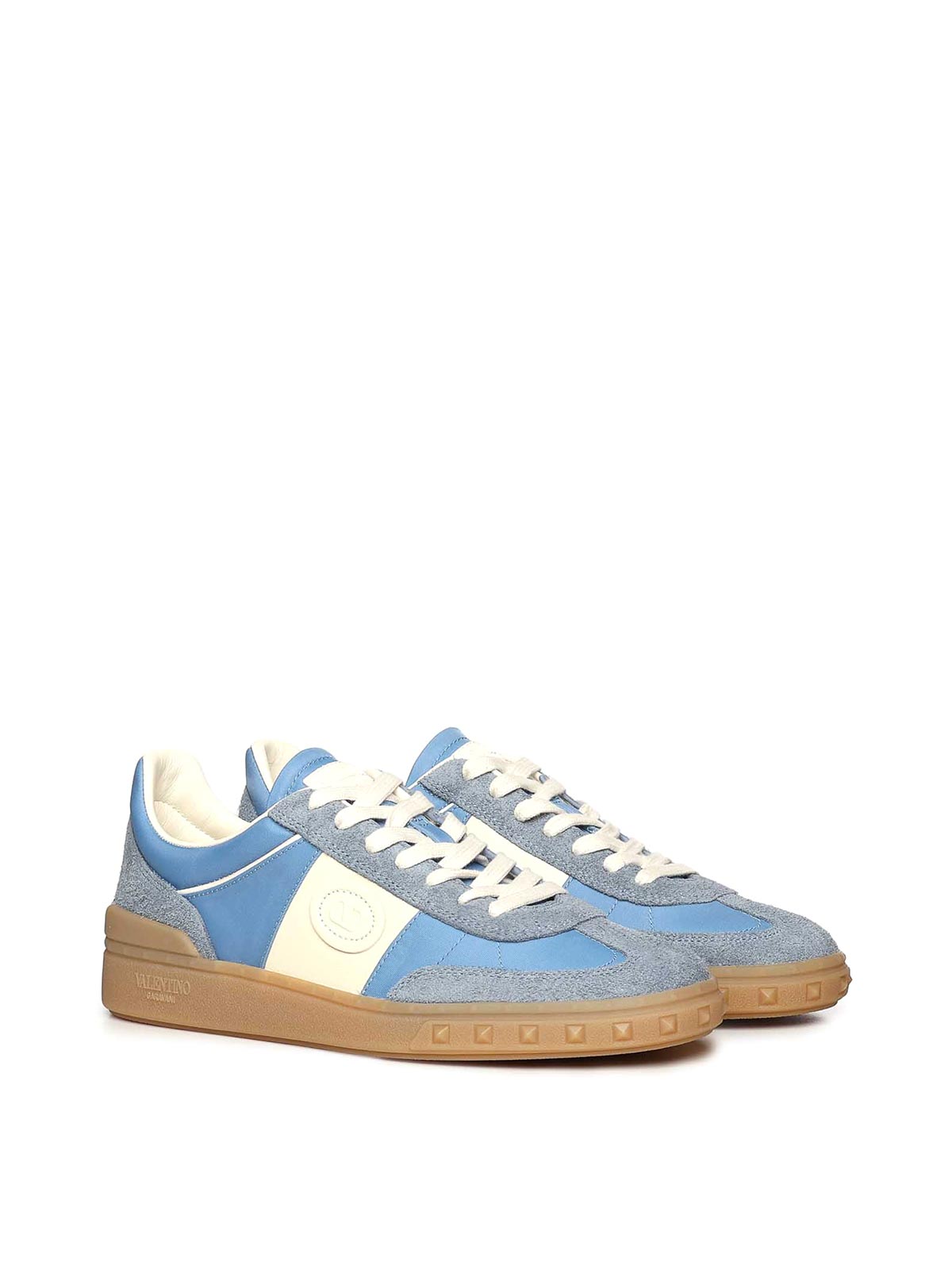 Valentino Upvillage Split Leather Sneakers In Blue
