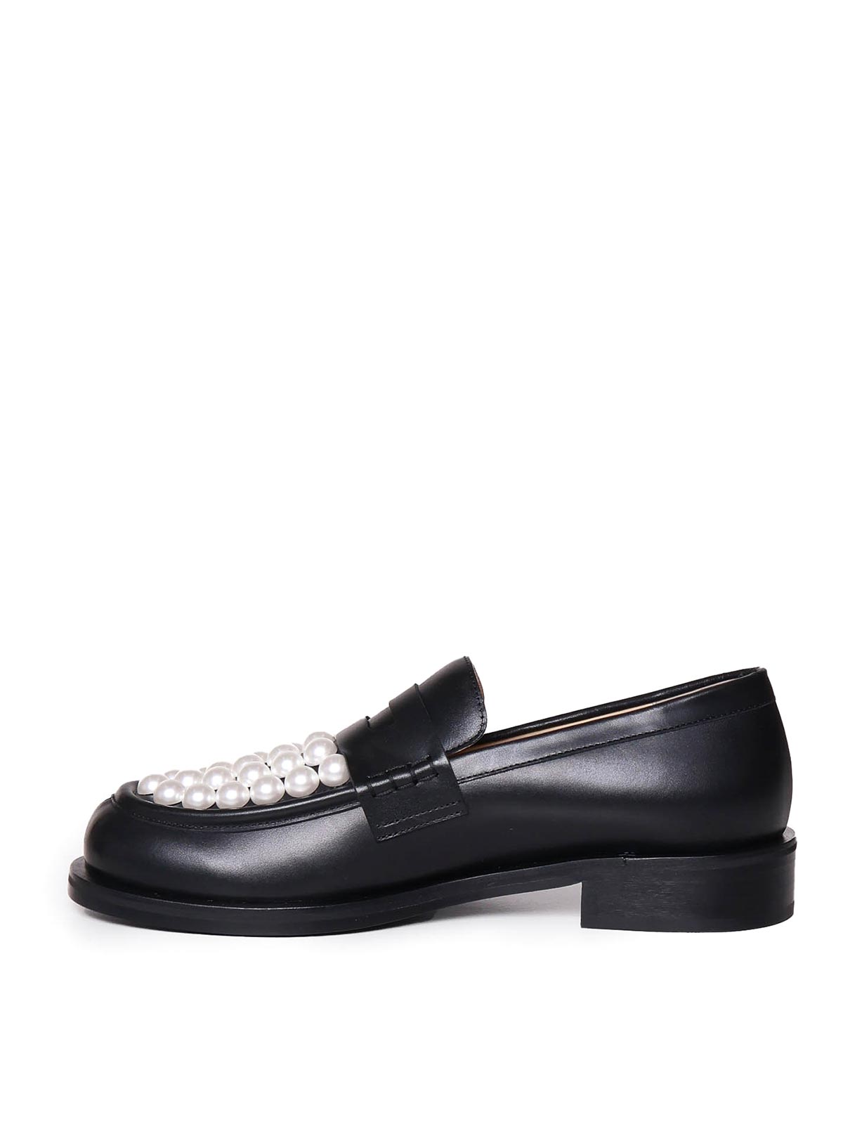 Mach&mach Calfskin Loafers With Pearls In Black