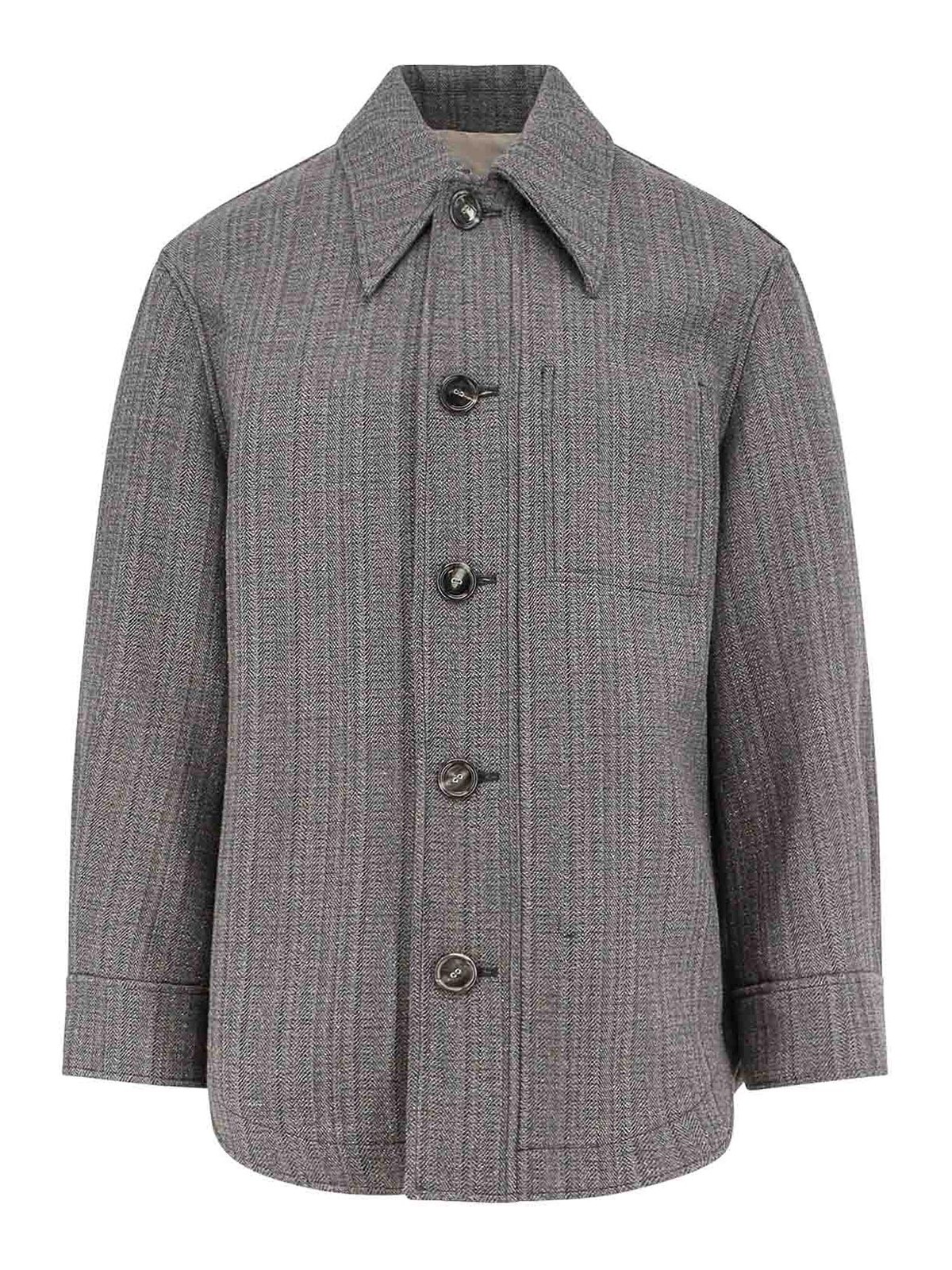 Ami Alexandre Mattiussi Overshirt Made From Wool Blend Fabric In Gray