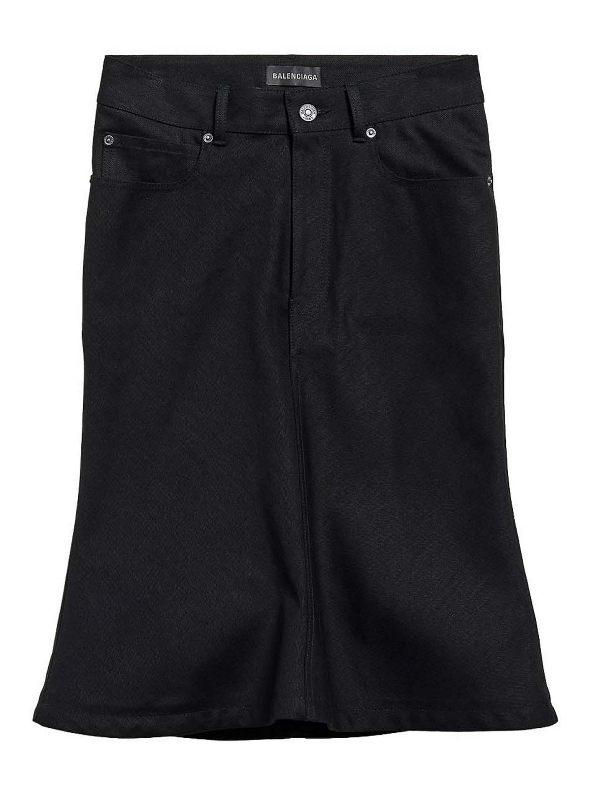 Balenciaga Cotton Midi Skirt In Black