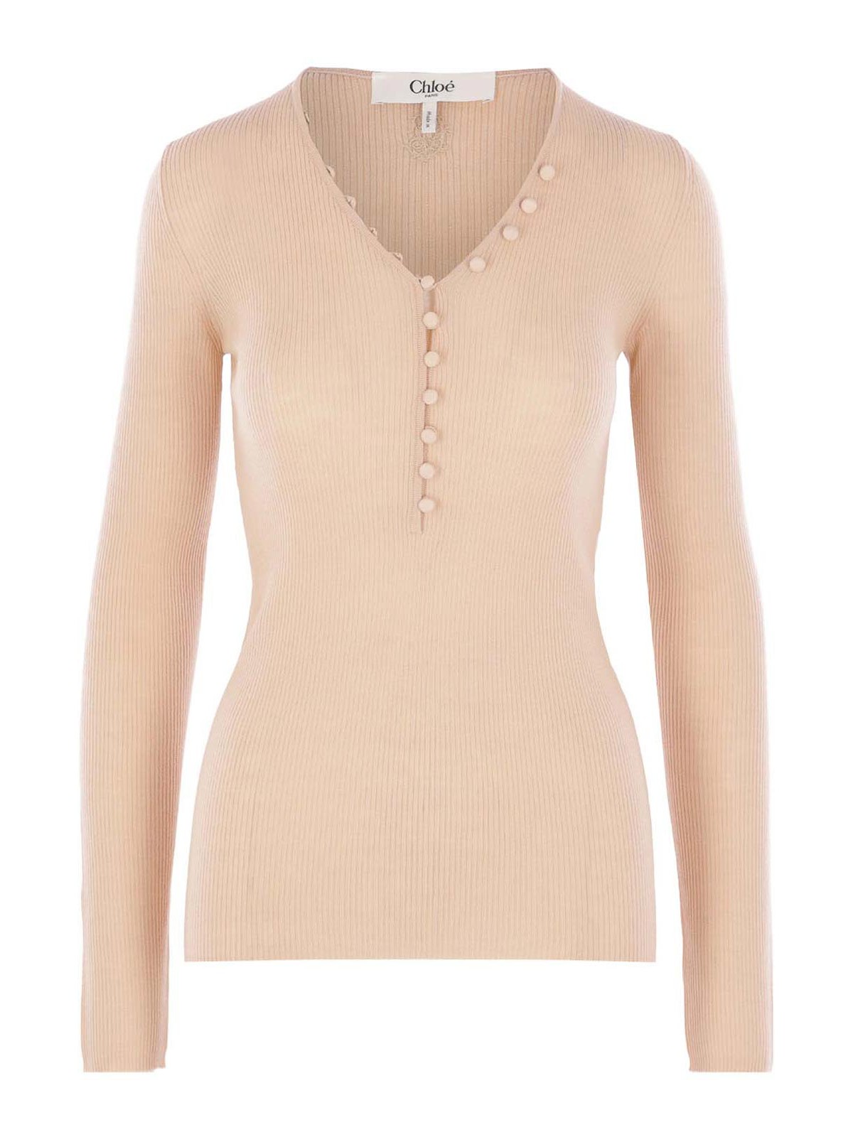 Chloé Ribbed Wool Sweater In Sand