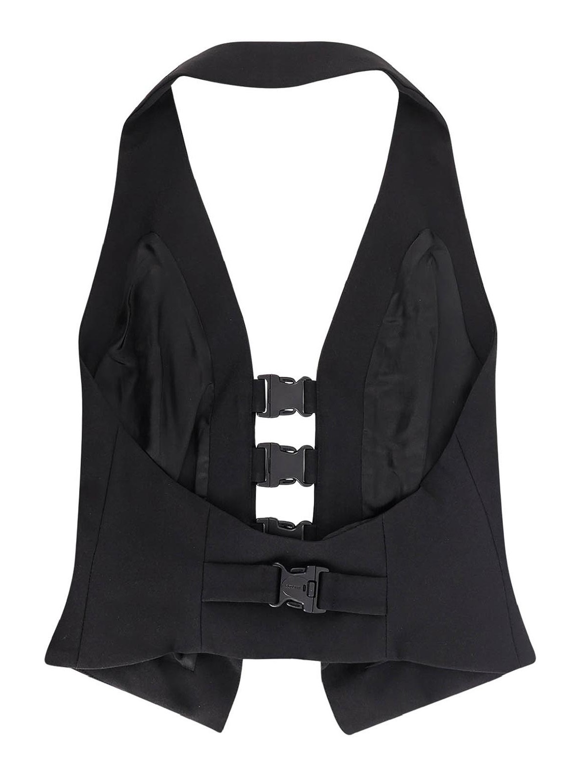 Coperni Gilet Multi Bukle Waistcoat In Satin In Brown