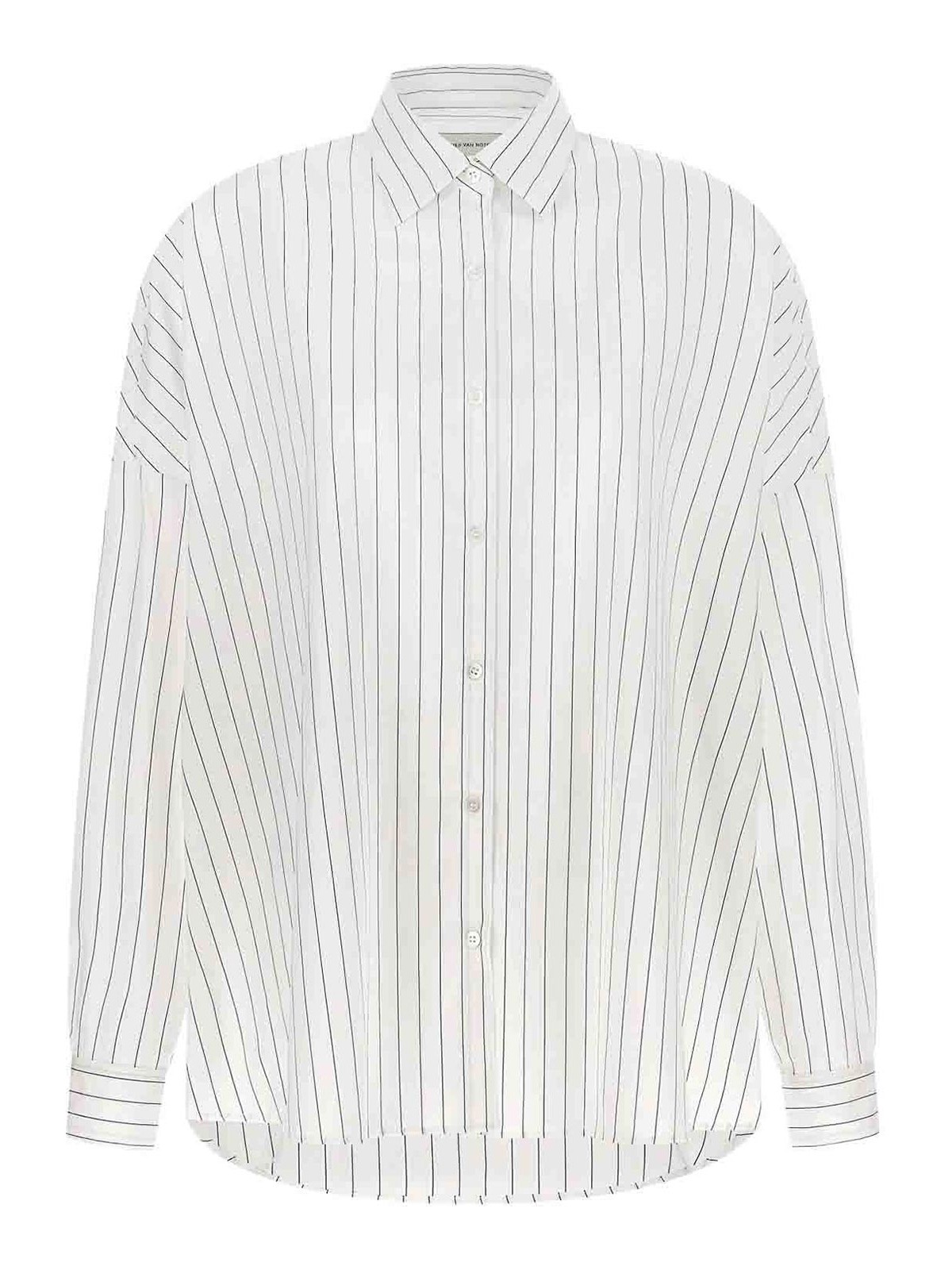 Dries Van Noten Striped Cotton Shirt In Blue