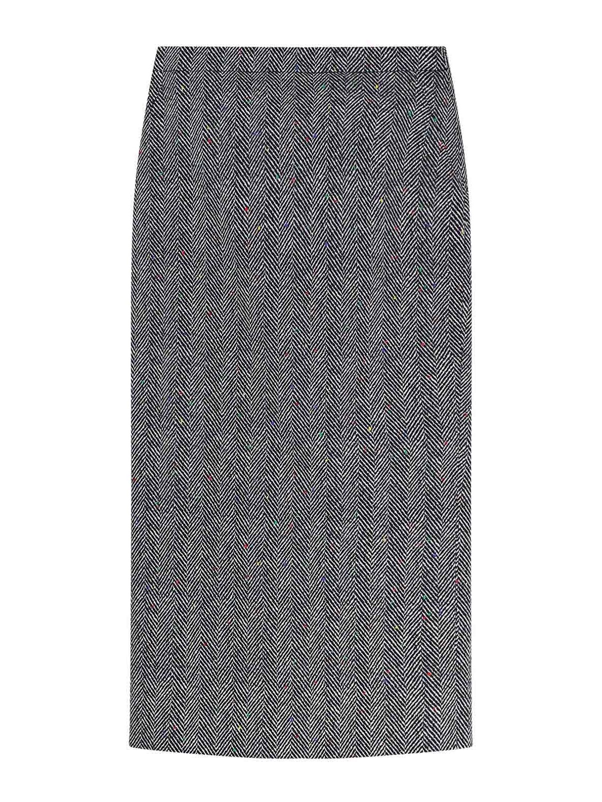 Givenchy Herringbone Cotton Midi Skirt In Gray