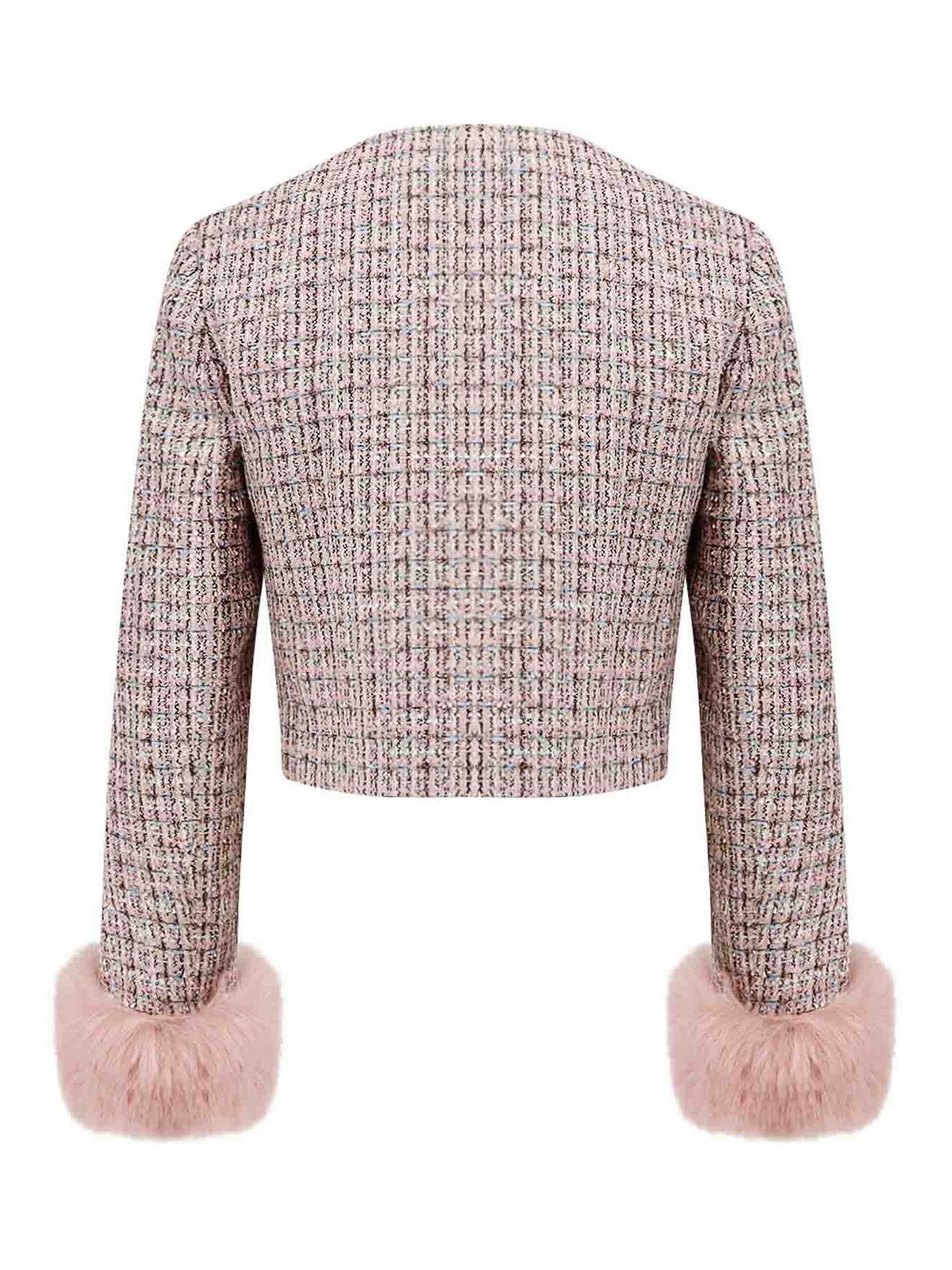 Self-portrait Self Portrait Crystal-embellished Tweed Jacket In Pink