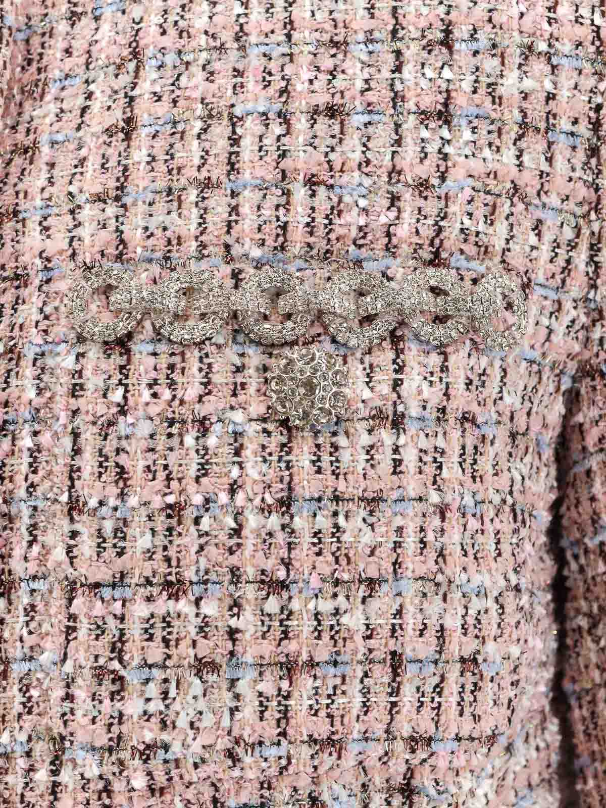 Self-portrait Self Portrait Crystal-embellished Tweed Jacket In Pink