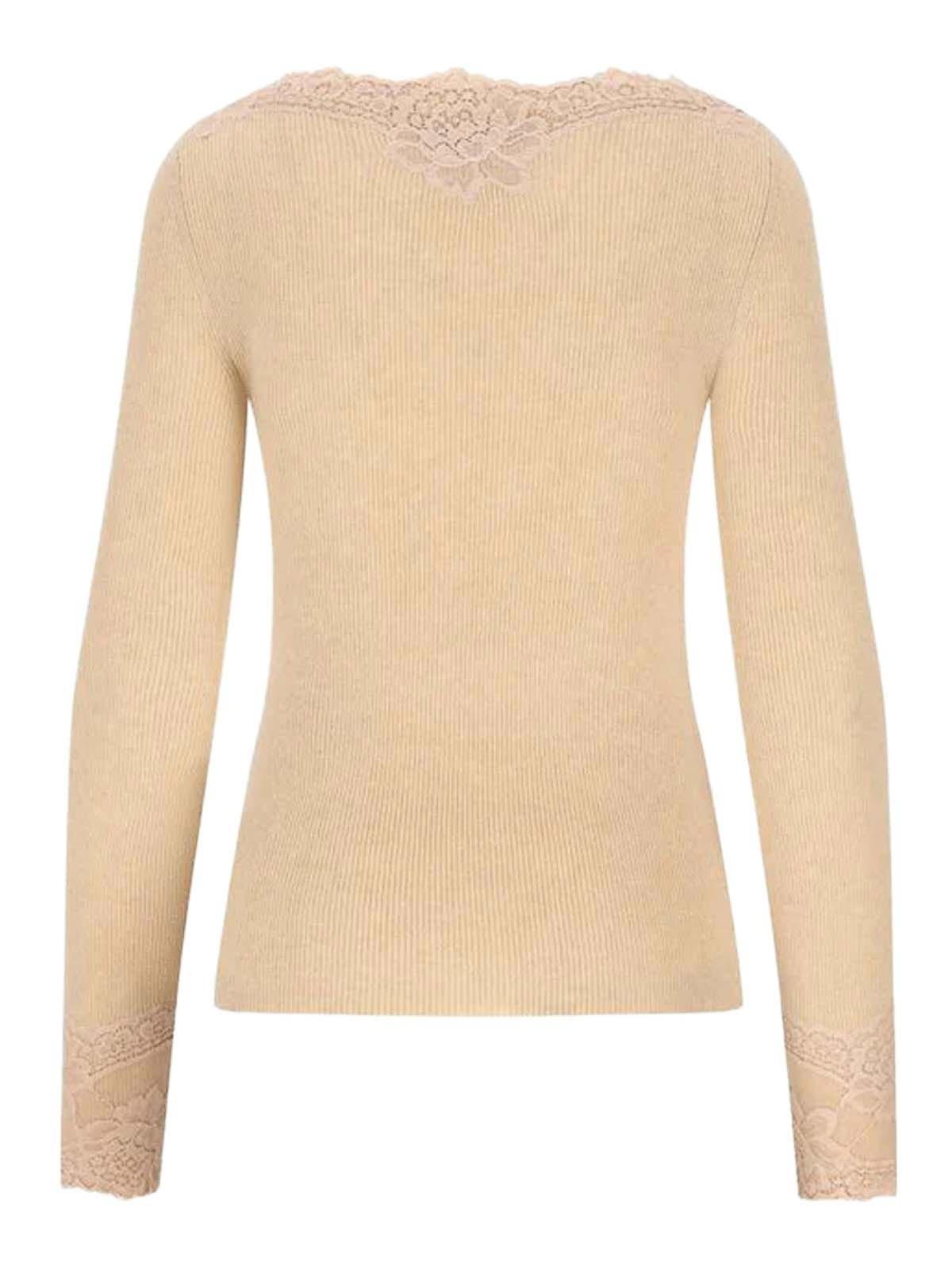 Valentino Cashmere Sweater With Lace Inserts In Neutral